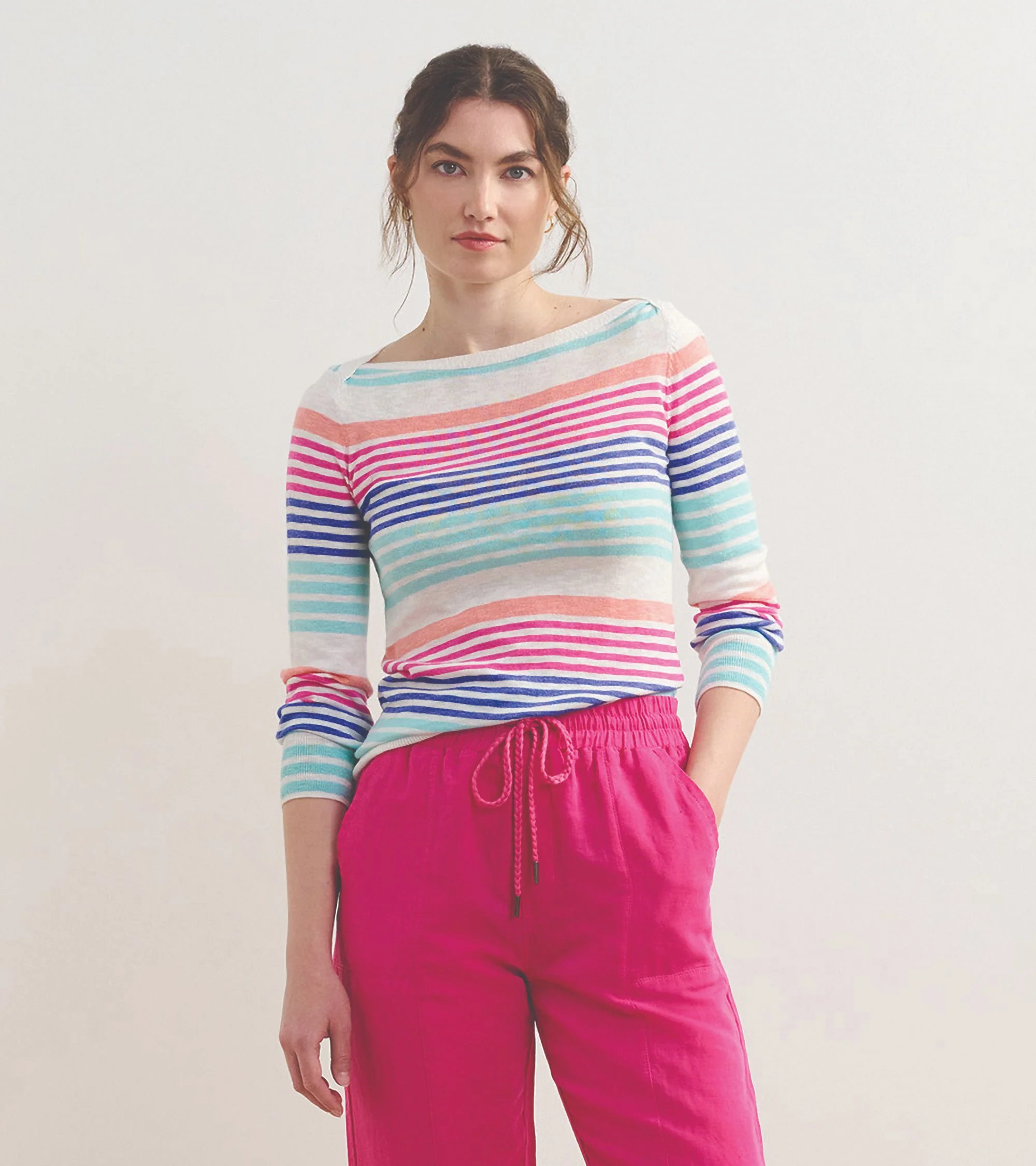 3/4 Sleeve Knit Breton - Cherry Stripes
