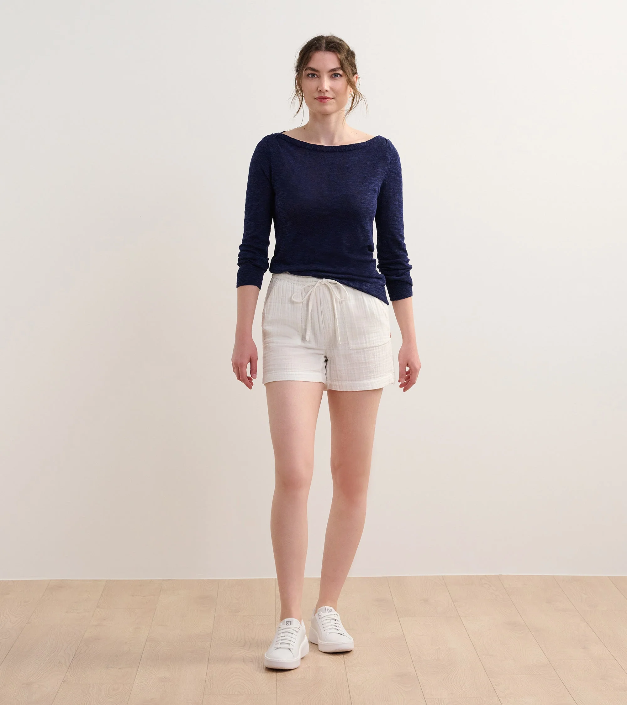 3/4 Sleeve Knit Breton - Navy - Image 3