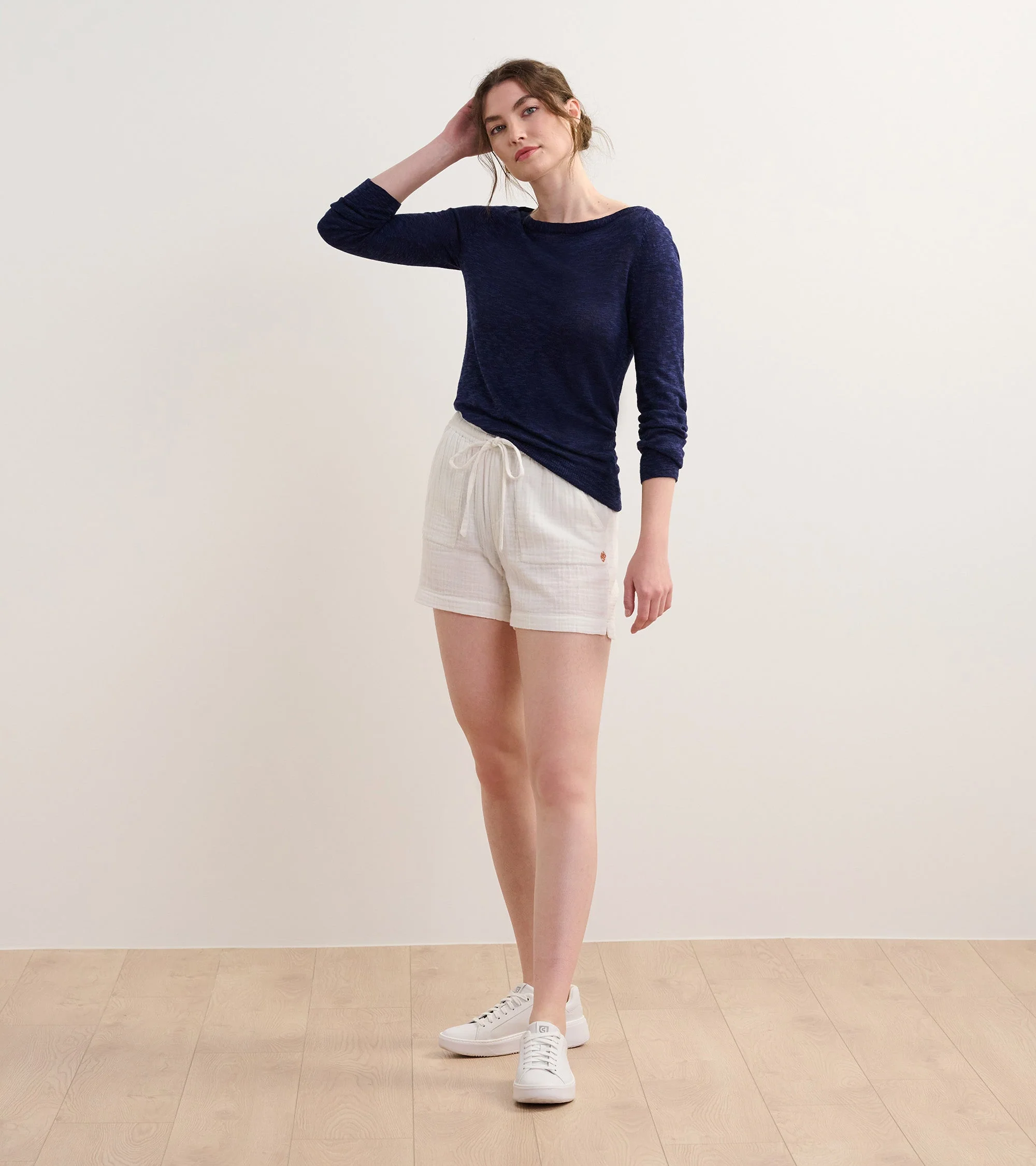 3/4 Sleeve Knit Breton - Navy - Image 4