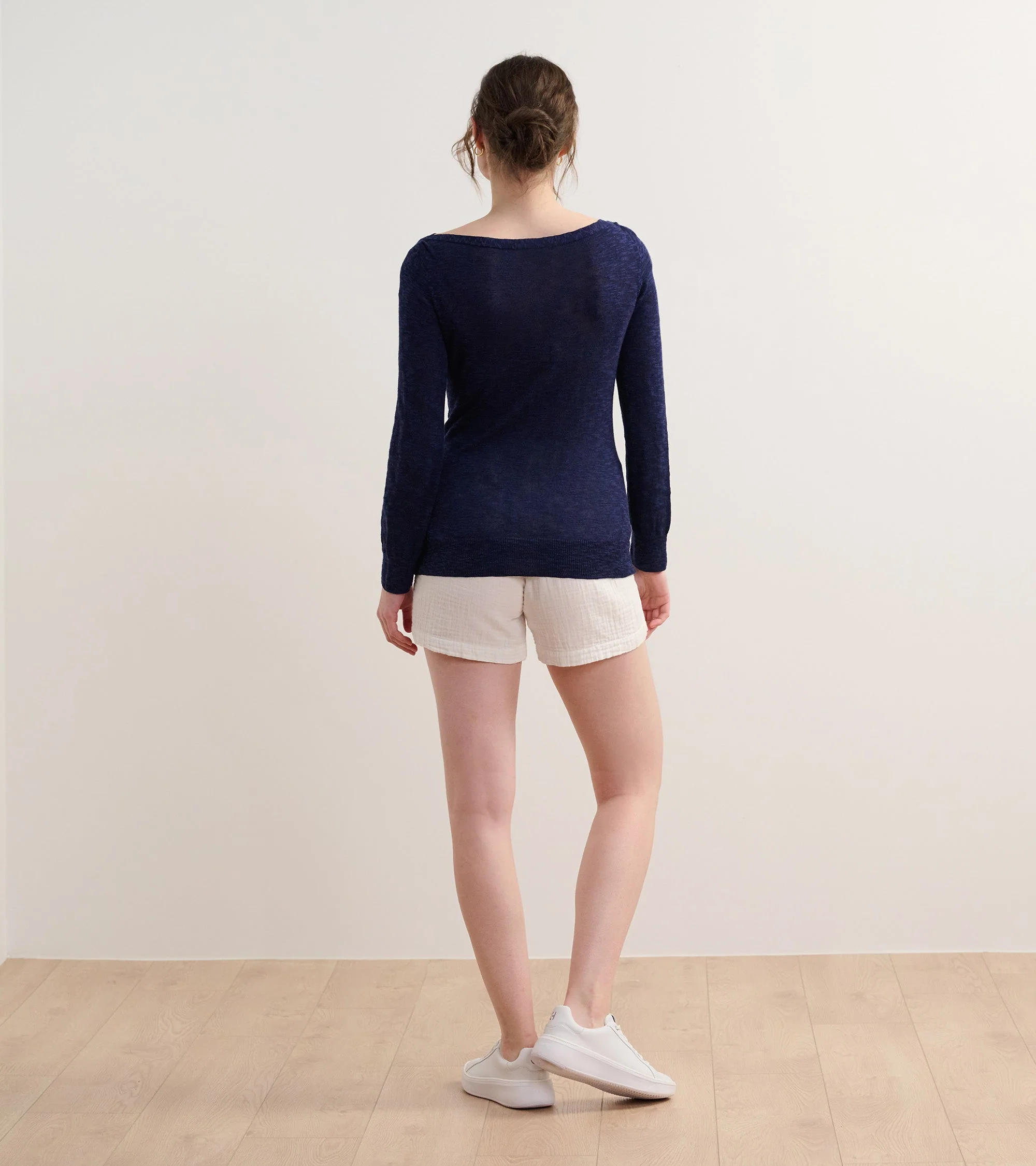 3/4 Sleeve Knit Breton - Navy - Image 6