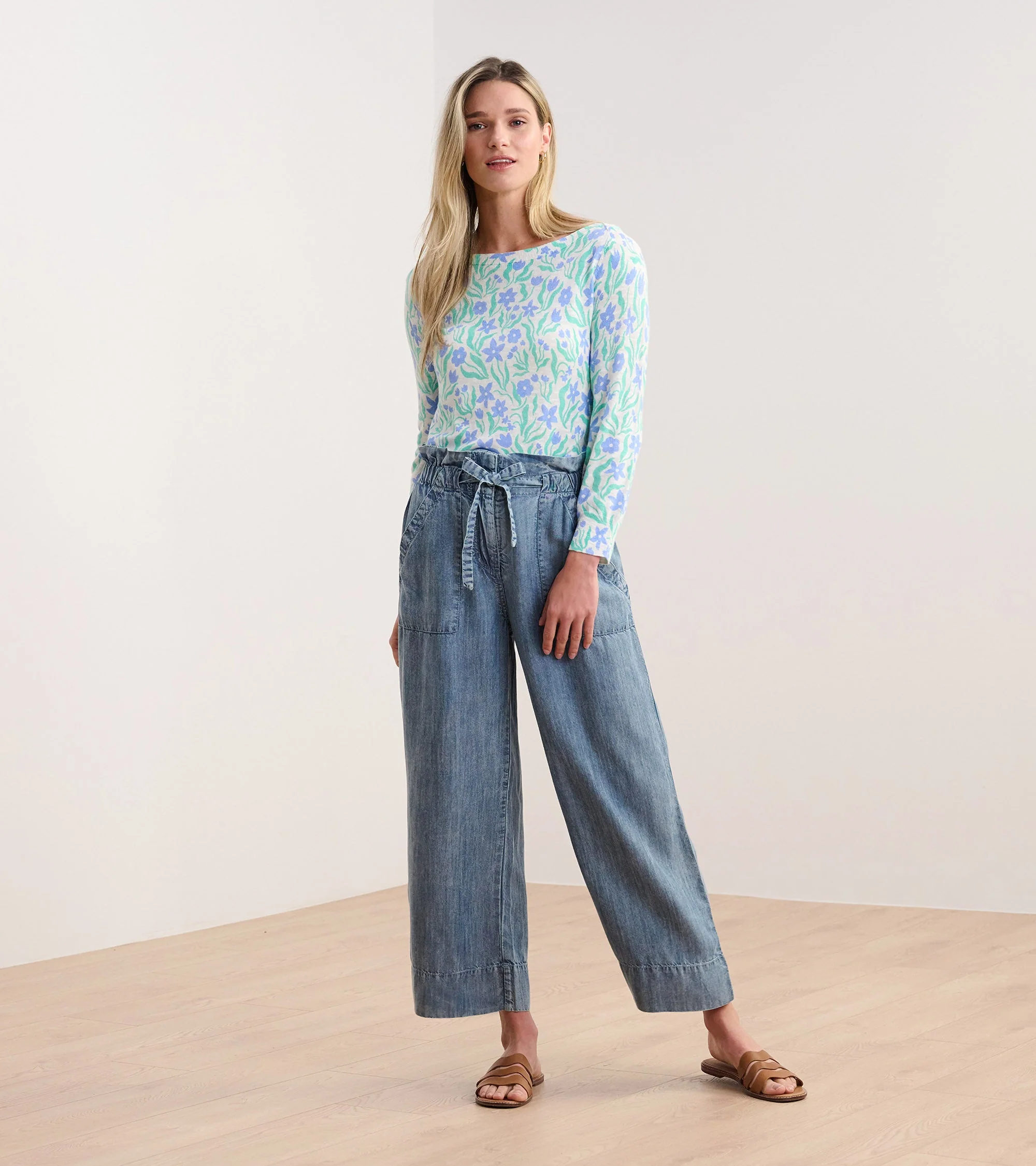 3/4 Sleeve Knit Breton - Painted Flowers - Image 3