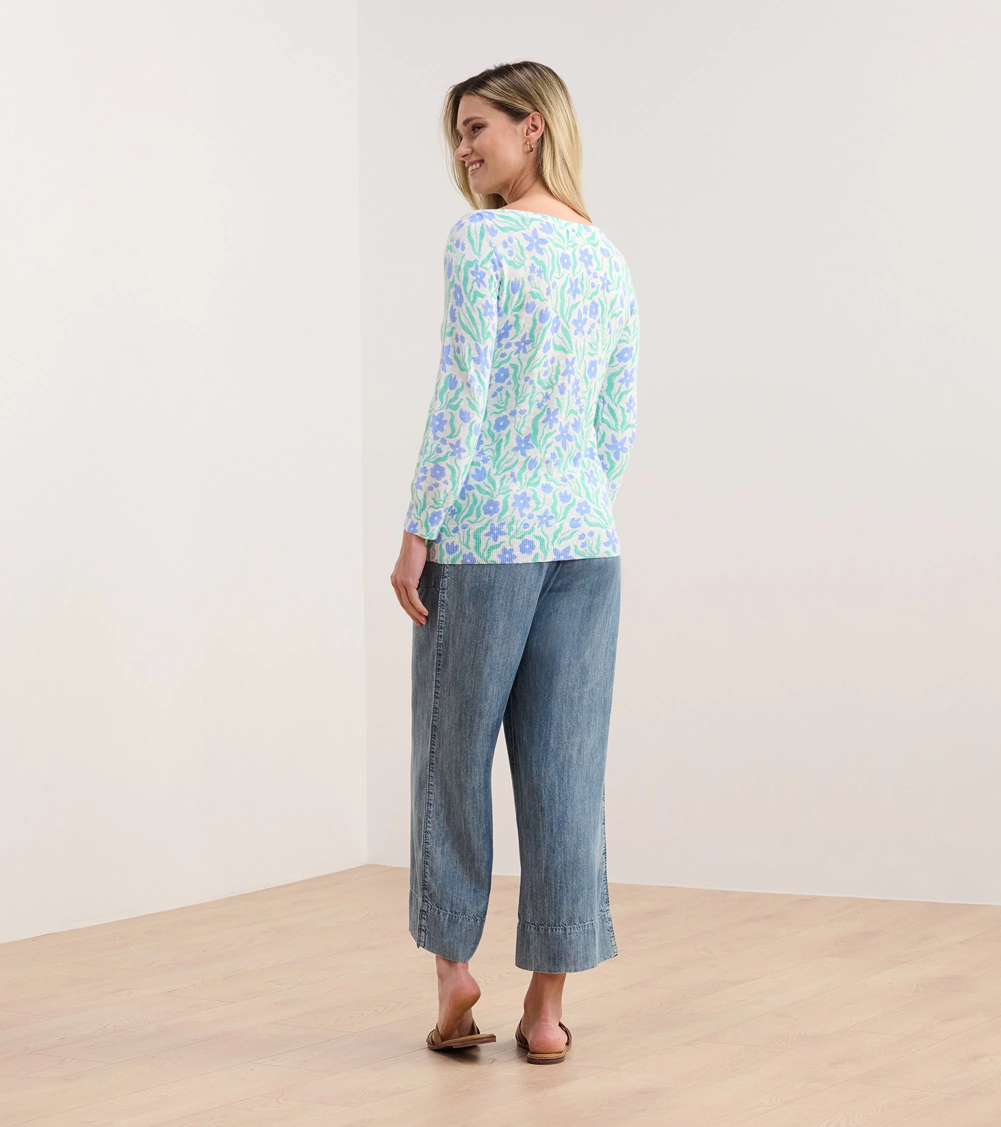 3/4 Sleeve Knit Breton - Painted Flowers - Image 5