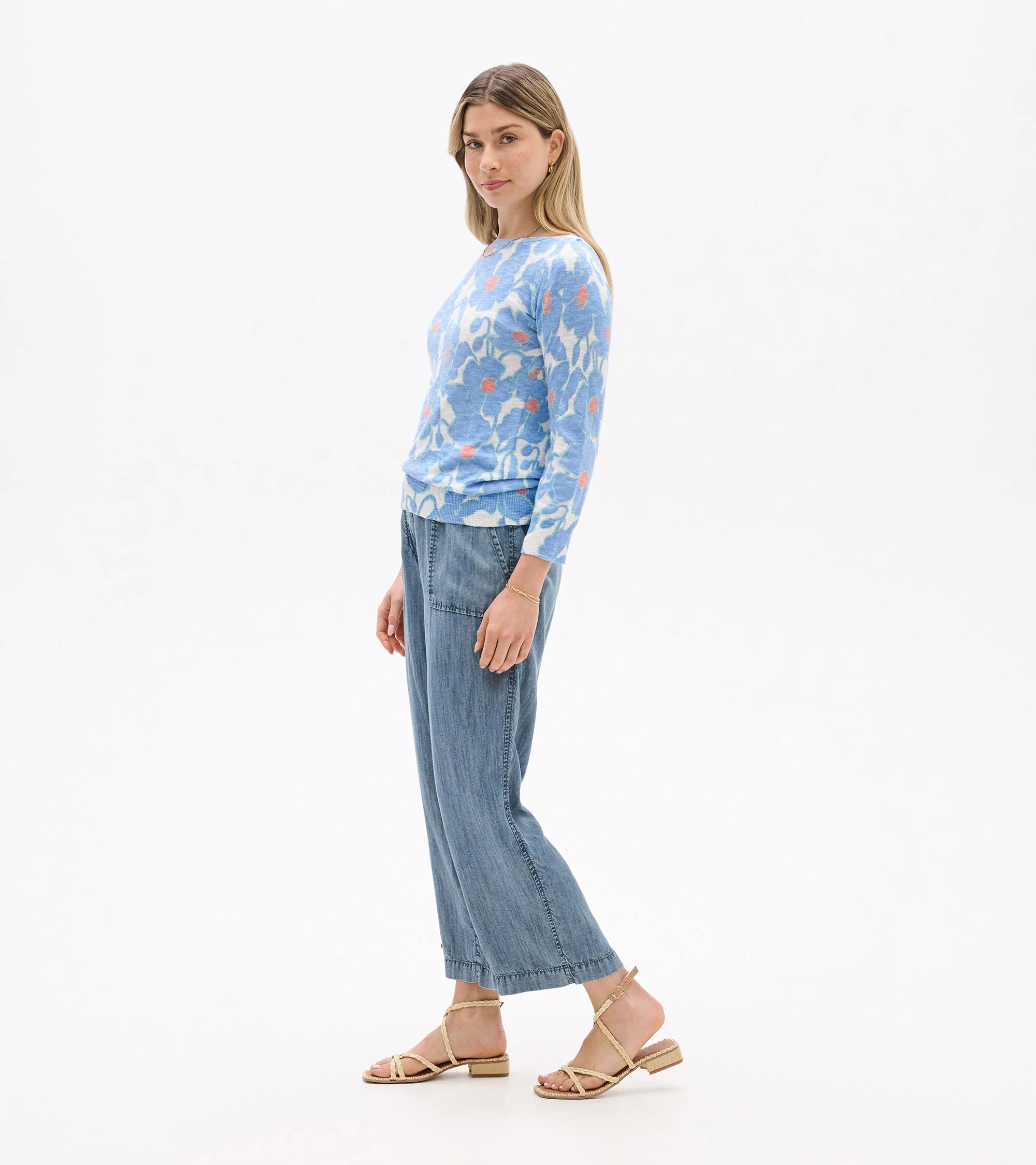 3/4 Sleeve Knit Breton - Textured Poppies - Image 3