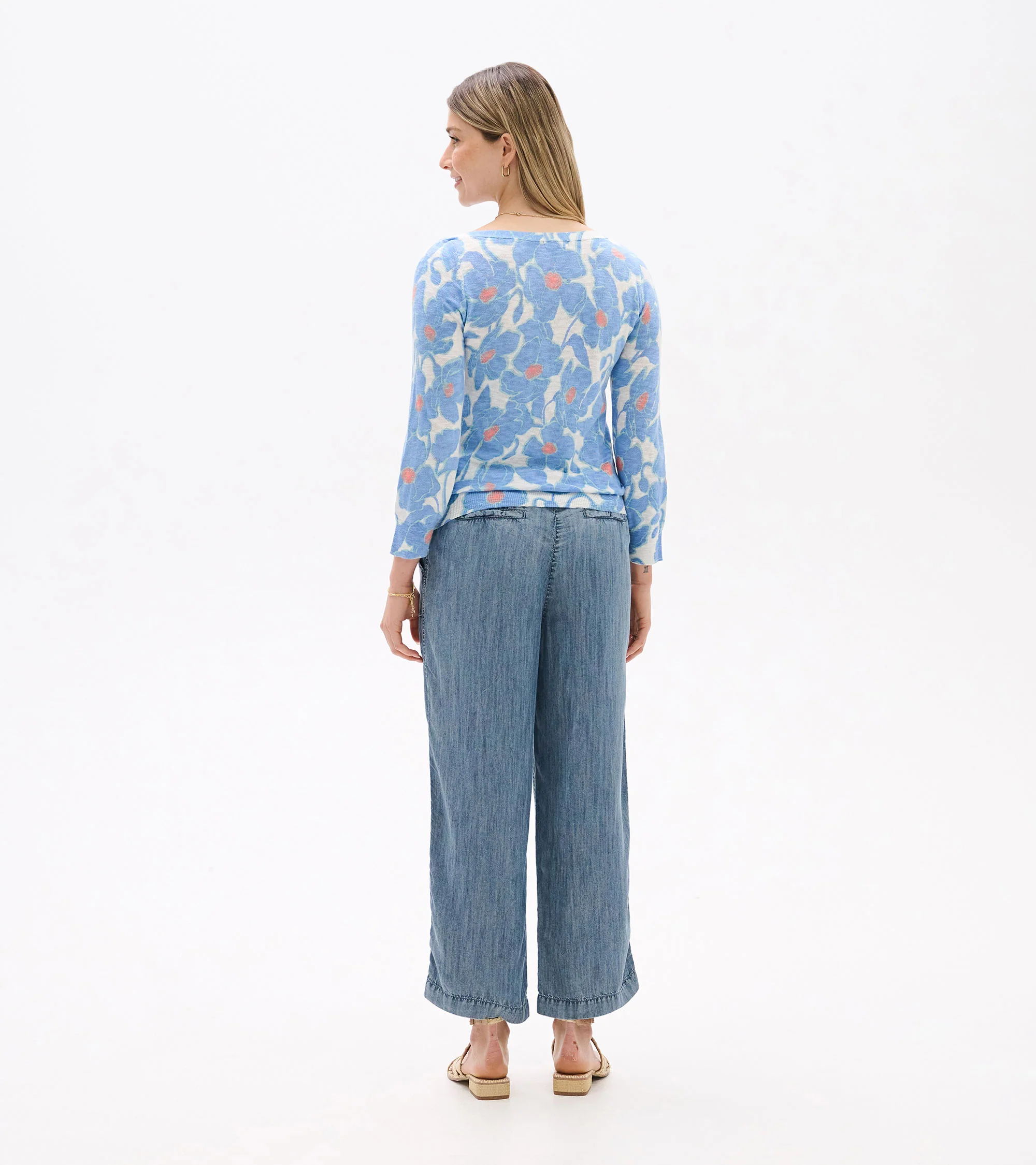 3/4 Sleeve Knit Breton - Textured Poppies - Image 4