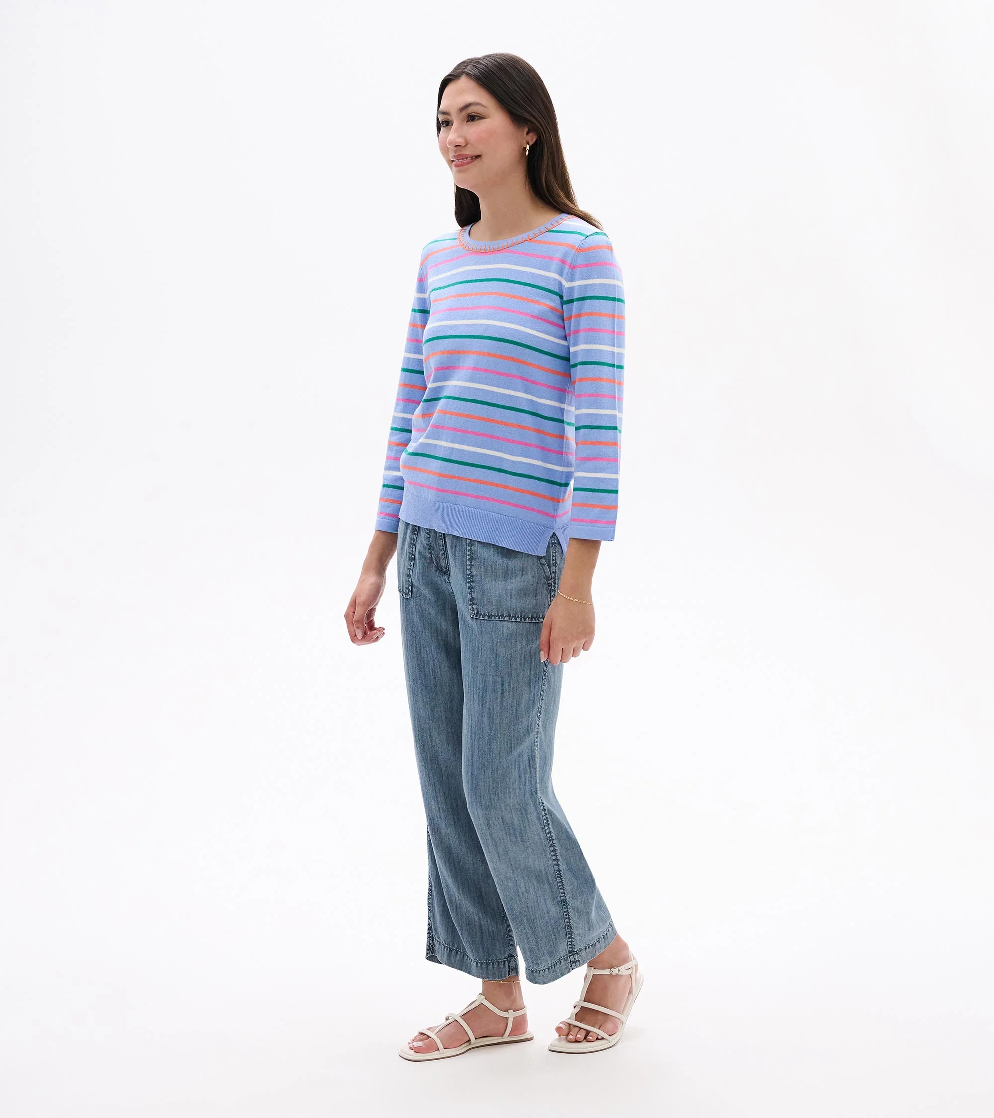 3/4 Sleeve Knit Top - Summer Stripes - Image 3