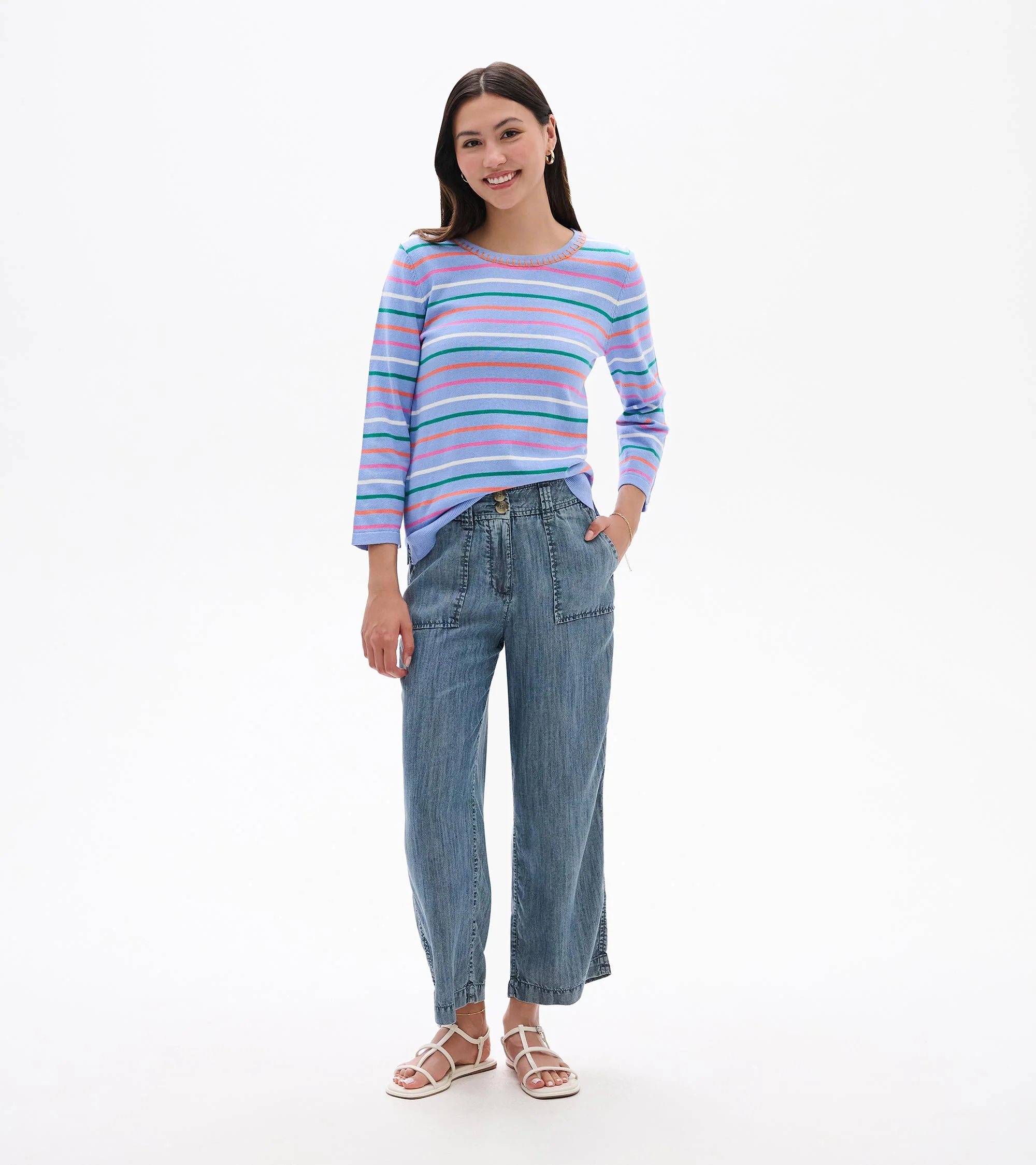 3/4 Sleeve Knit Top - Summer Stripes - Image 4