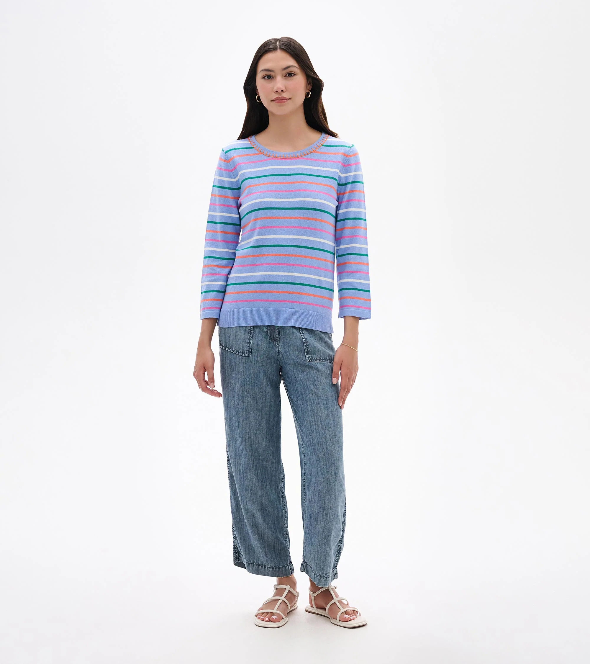 3/4 Sleeve Knit Top - Summer Stripes - Image 5