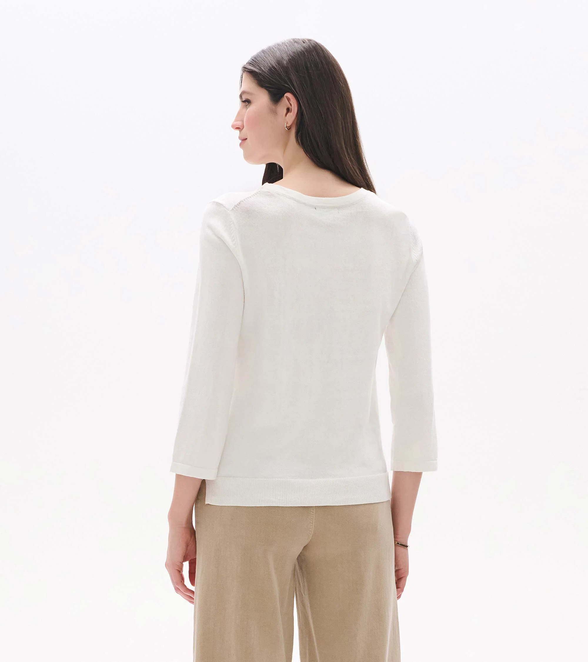 3/4 Sleeve Knit Top - White - Image 4