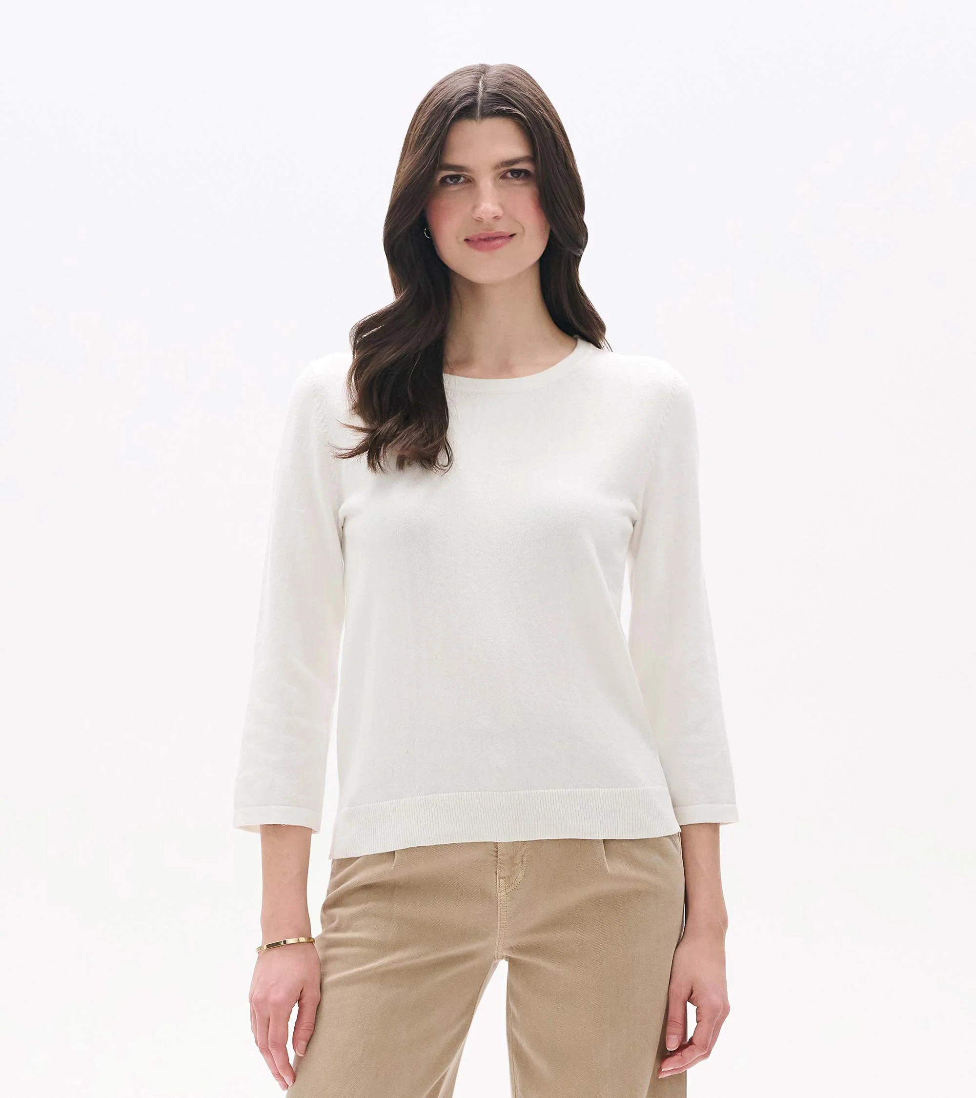 3/4 Sleeve Knit Top - White - Image 5