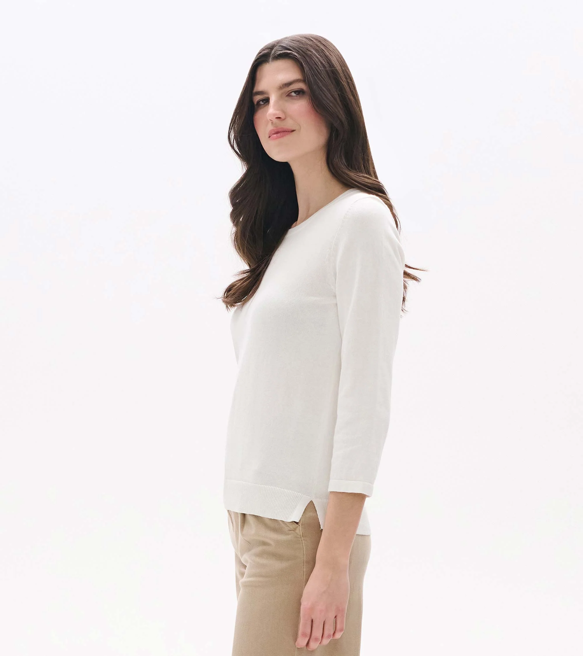 3/4 Sleeve Knit Top - White - Image 6