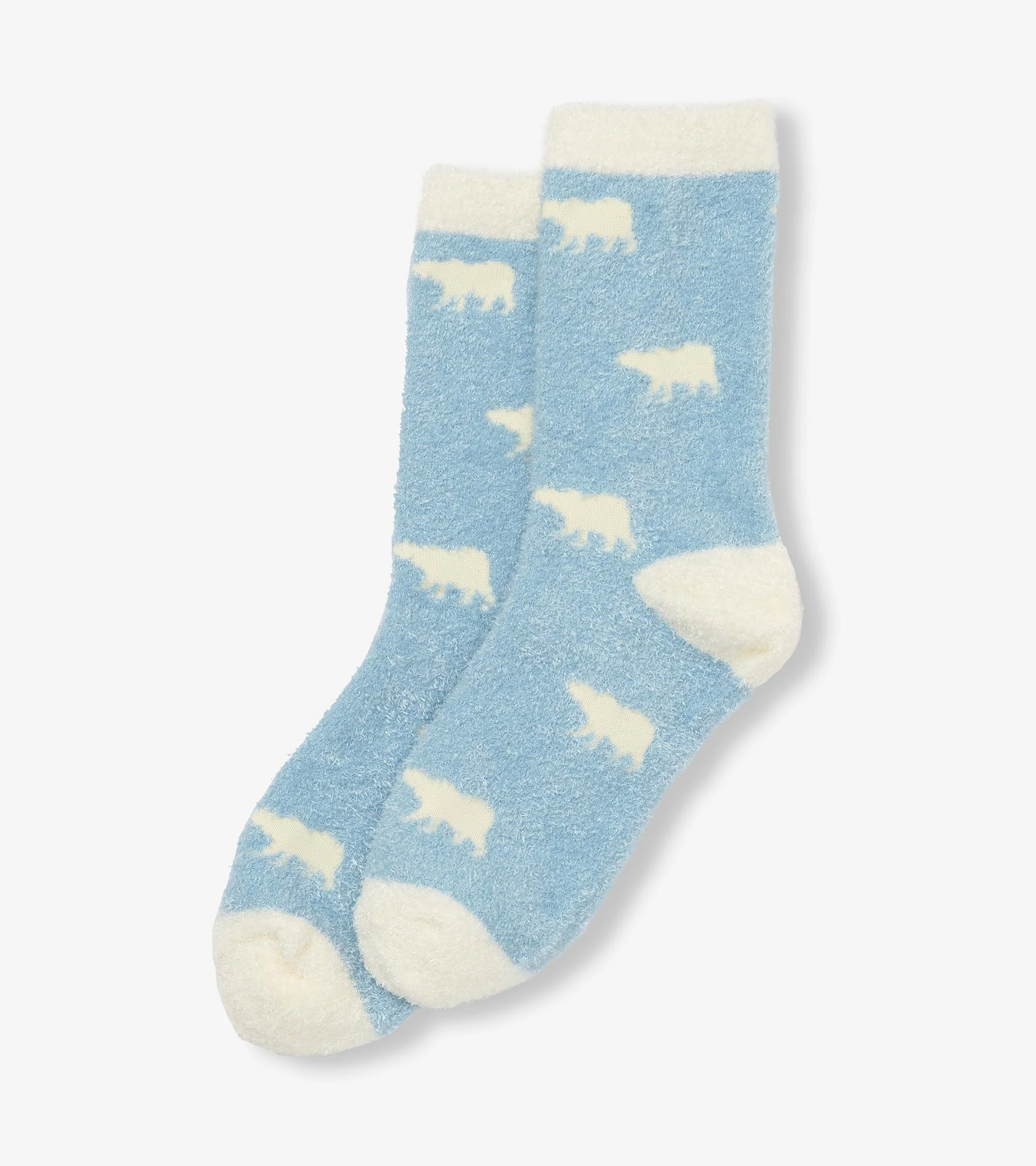 Adult Blue Polar Bears Fuzzy Socks - Image 2