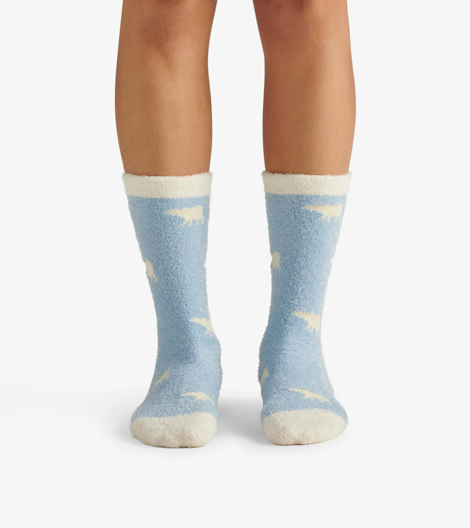 Adult Blue Polar Bears Fuzzy Socks - Image 3