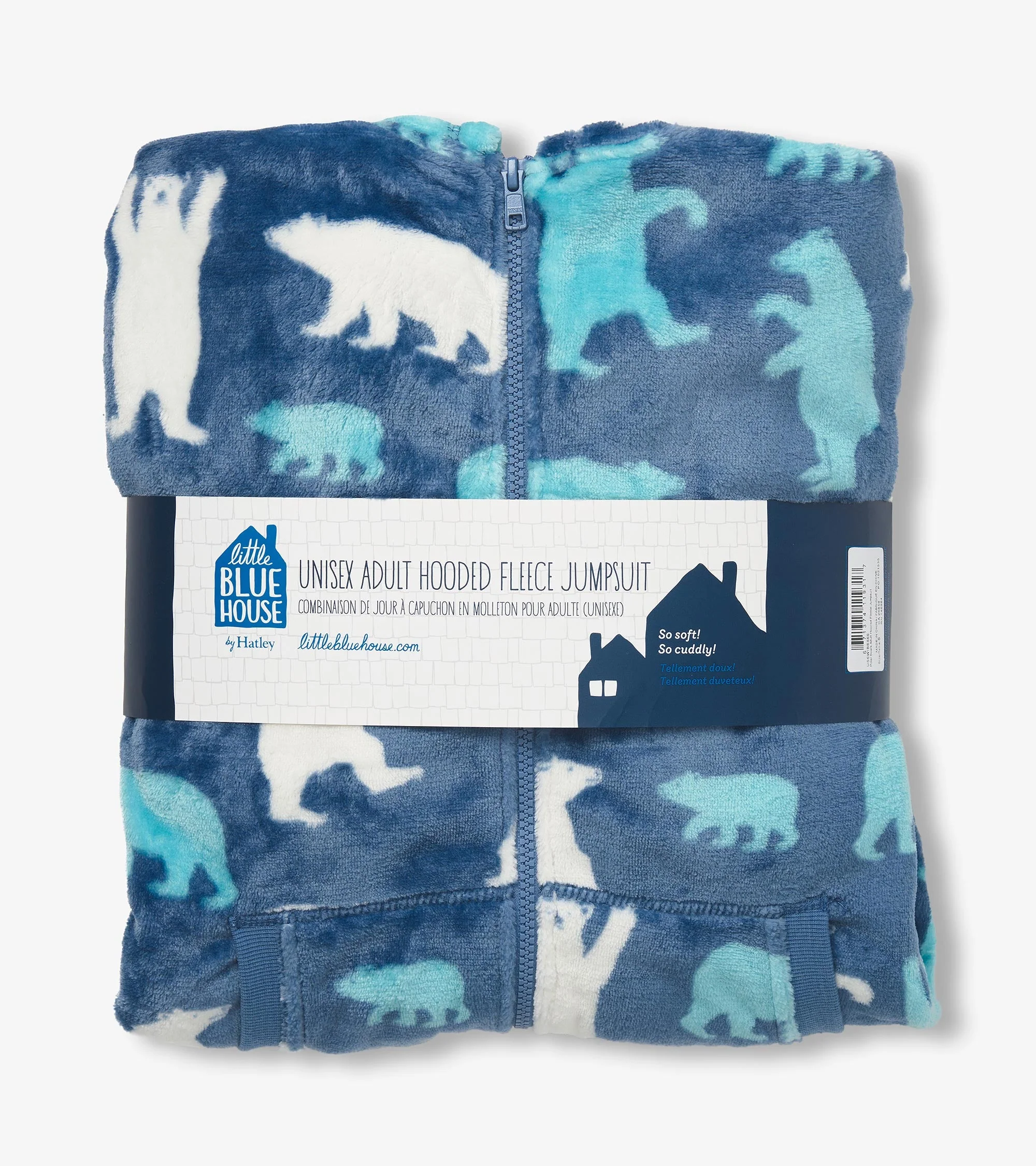 Adult Blue Polar Bears Hooded Fleece Jumpsuit - Image 4