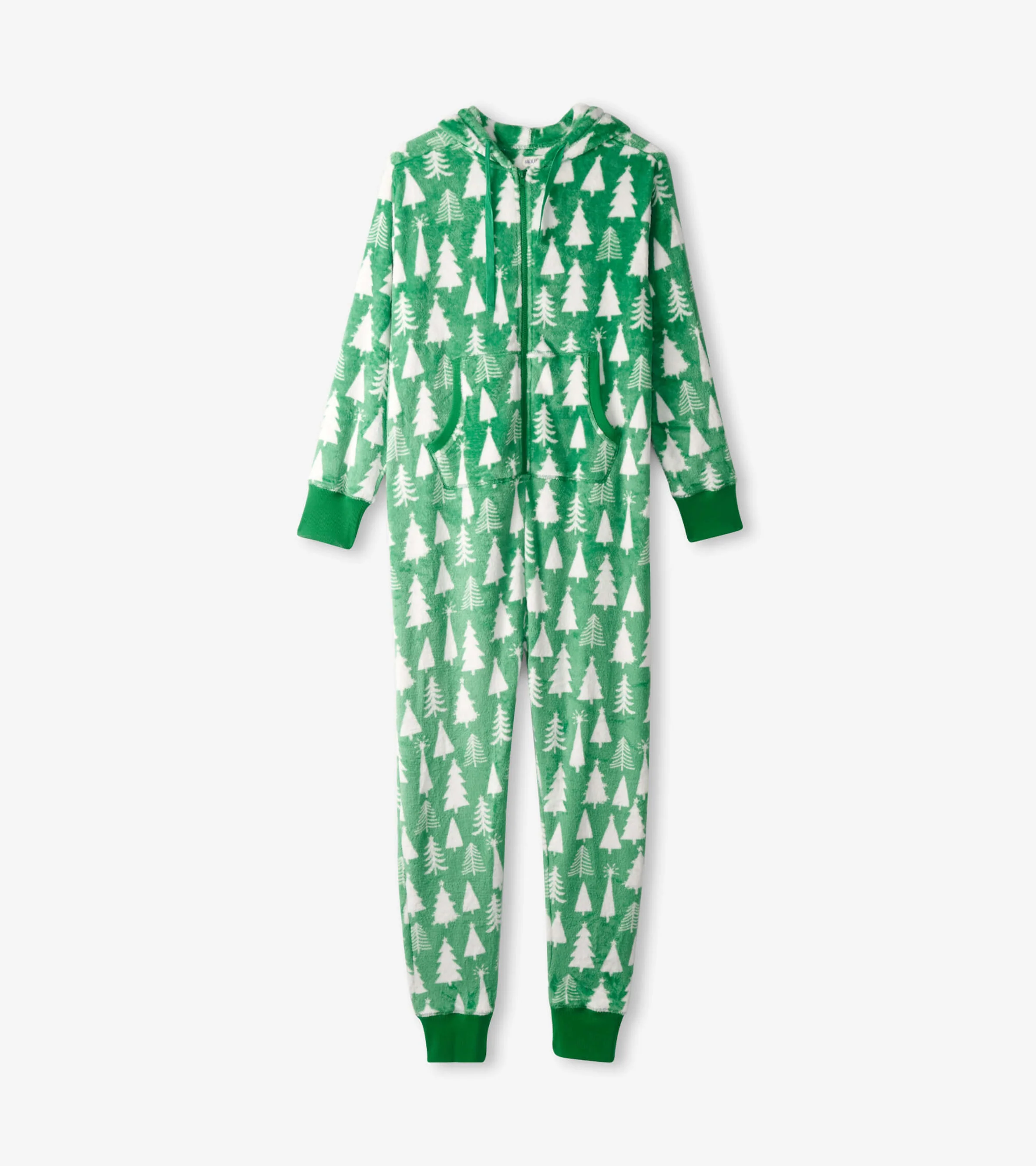 Adult Christmas Trees Hooded Fleece Jumpsuit - Image 2