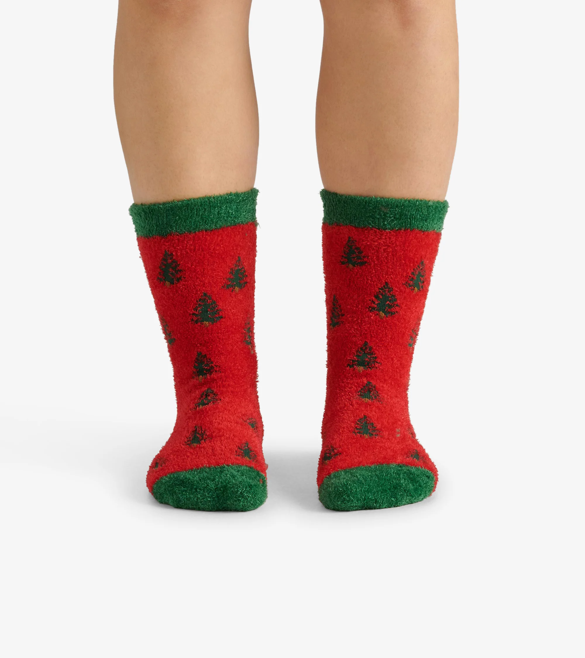 Adult Trees on Red Fuzzy Socks - Image 3