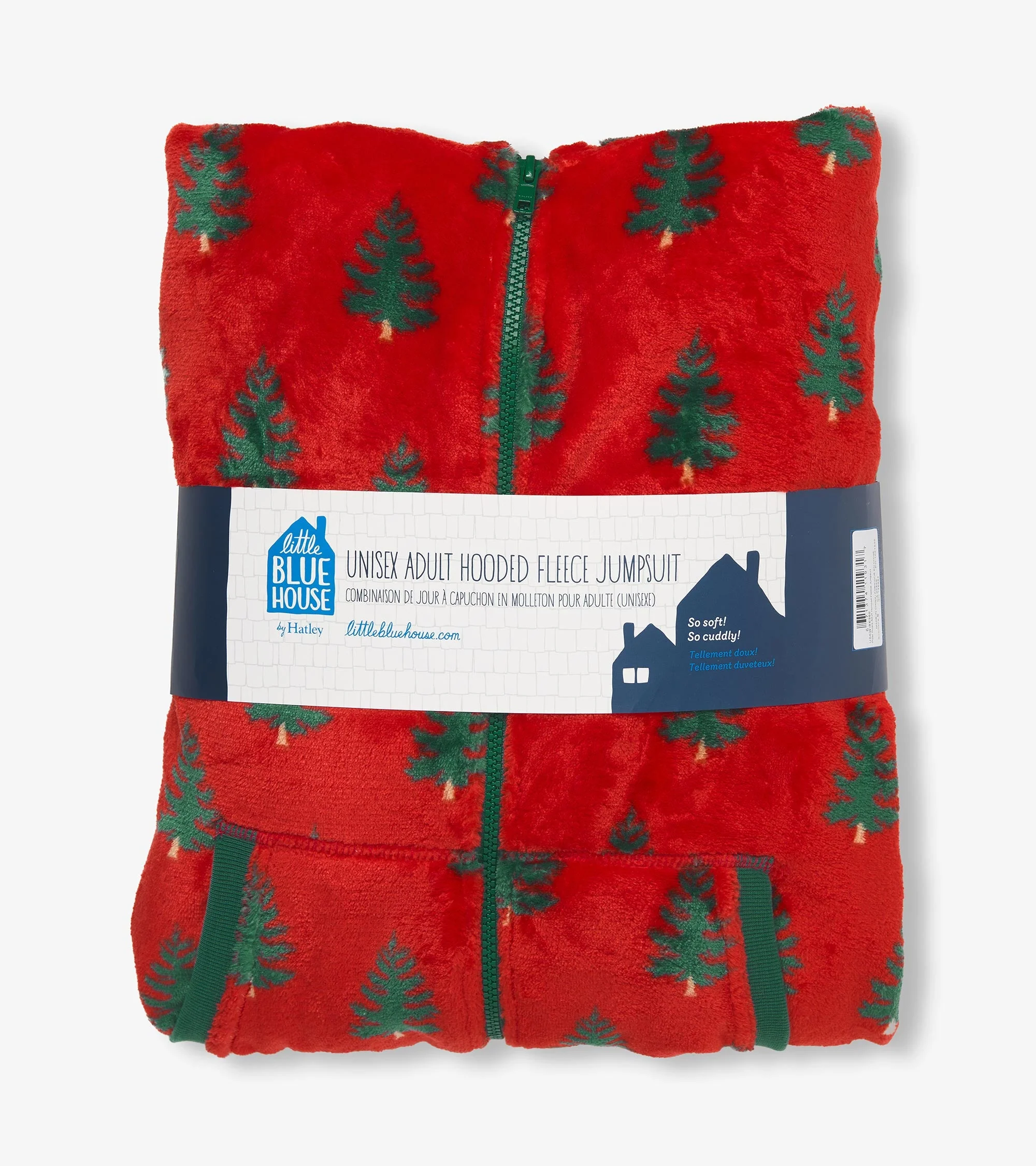 Adult Trees on Red Hooded Fleece Jumpsuit - Image 5