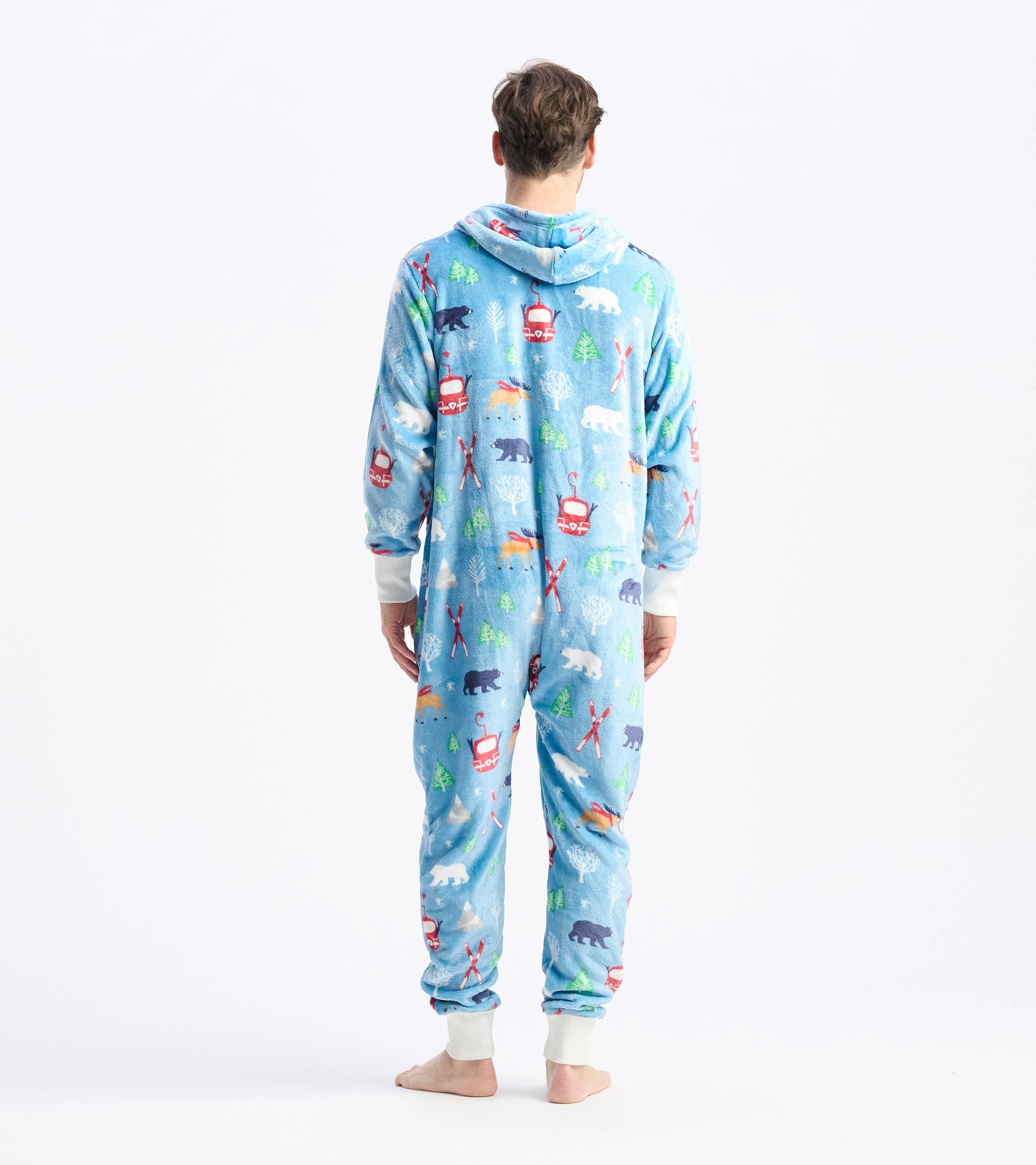 Adult Vintage Ski Hooded Fleece Jumpsuit - Image 3