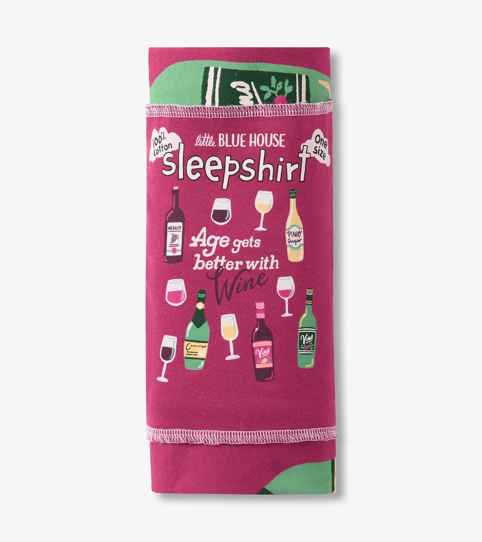 Age Gets Better with Wine Women's Cotton Sleepshirt - Image 3