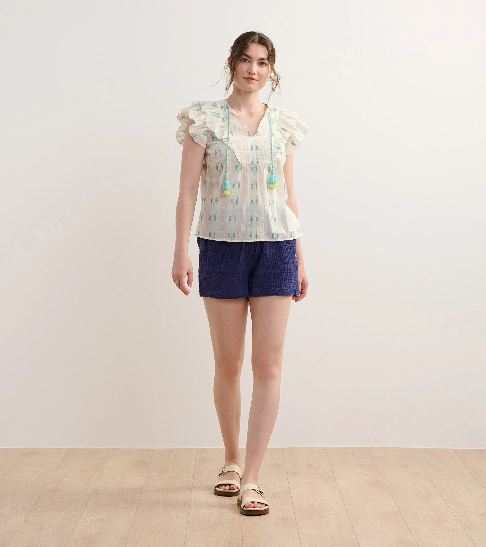 Alexa Popover - Blue Feather Ikat - Image 3