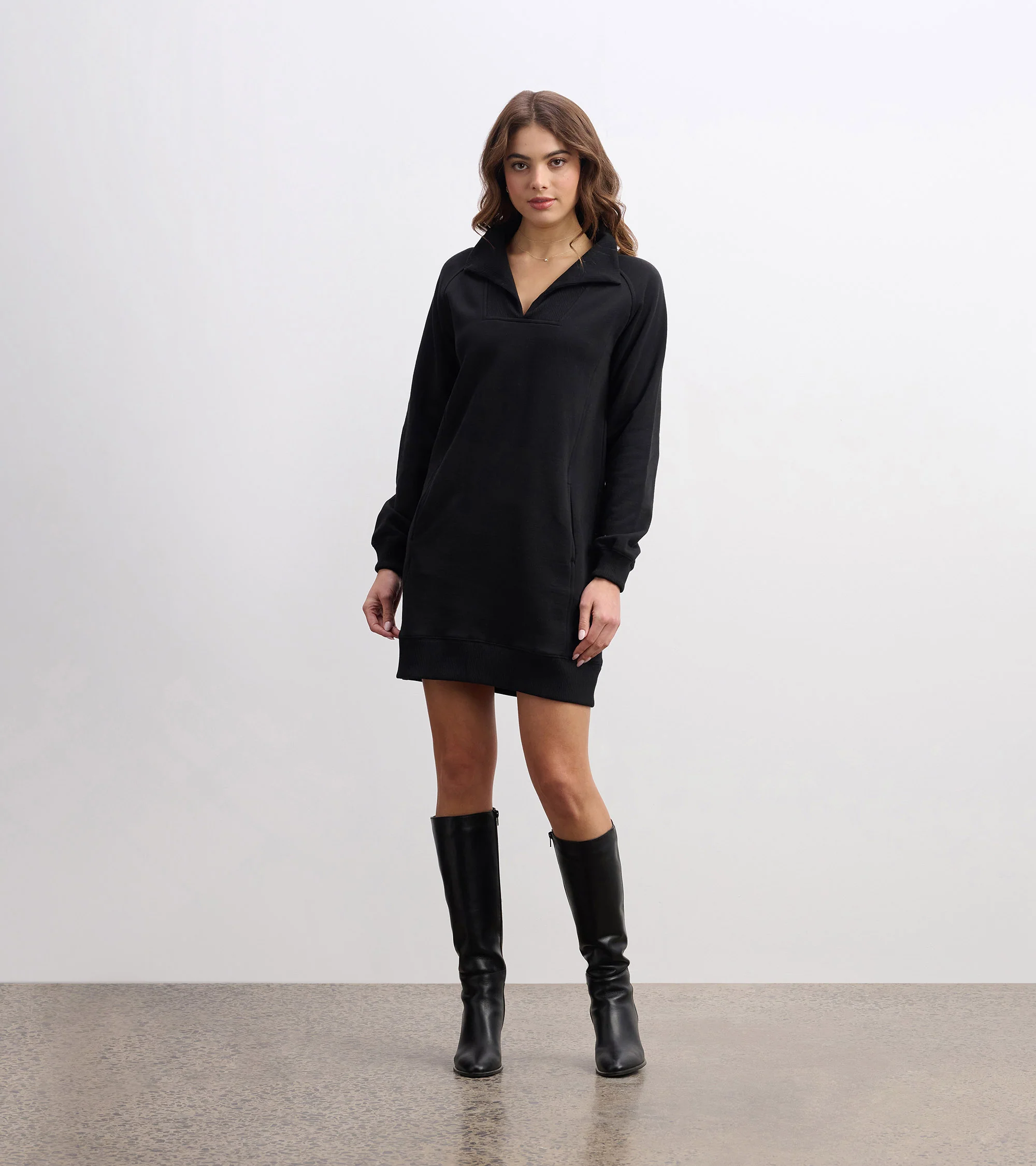 Anna Notch Neck Dress - Black - Image 6