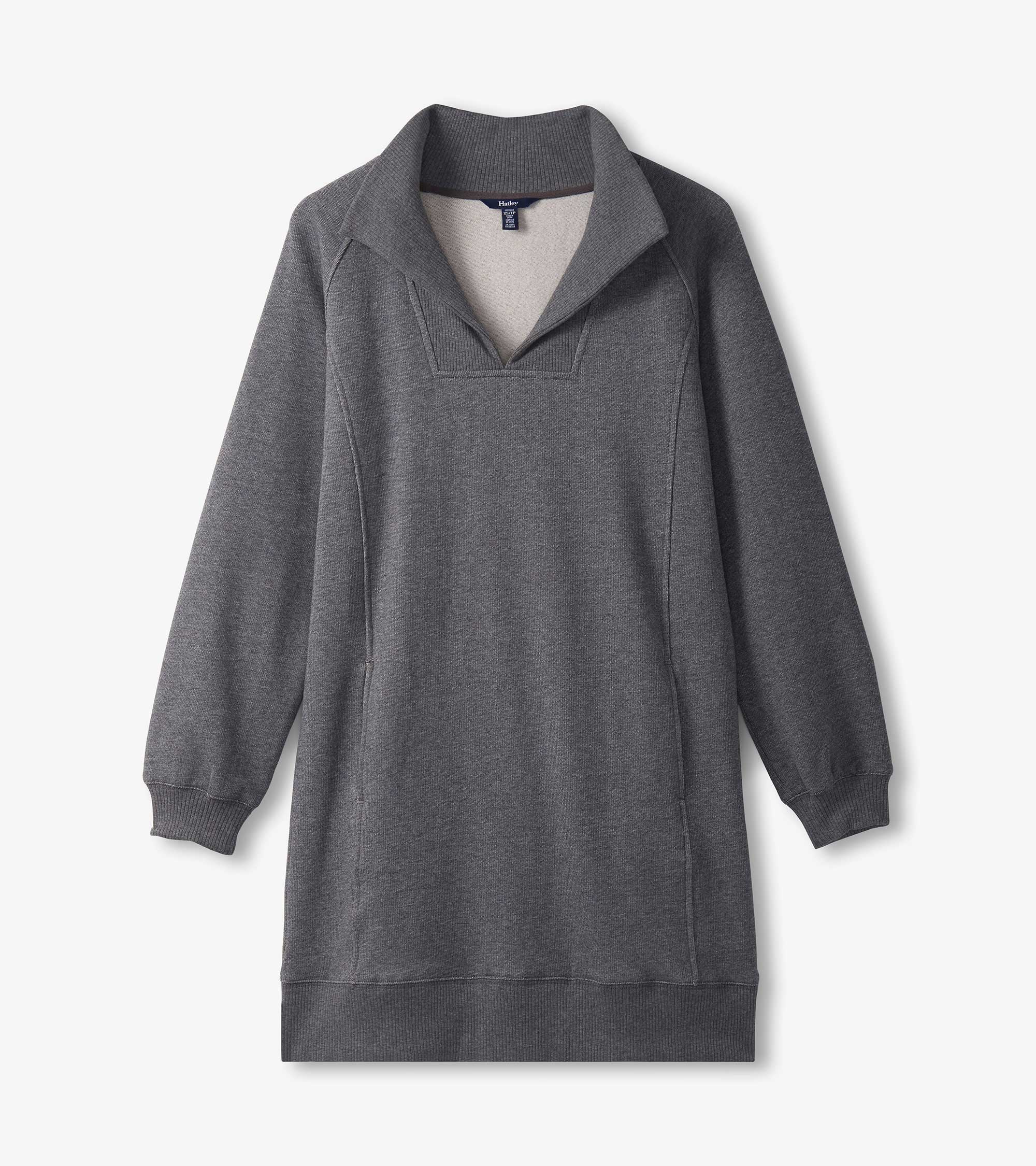 Anna Notch Neck Dress - Charcoal Melange - Image 2