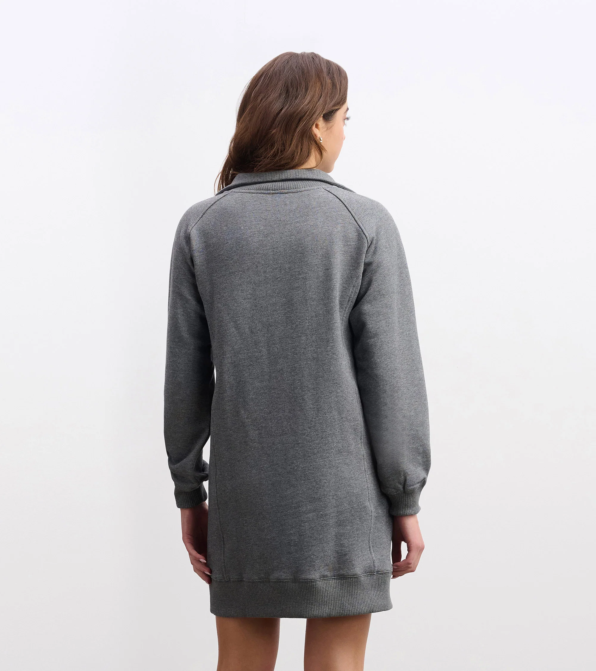 Anna Notch Neck Dress - Charcoal Melange - Image 5