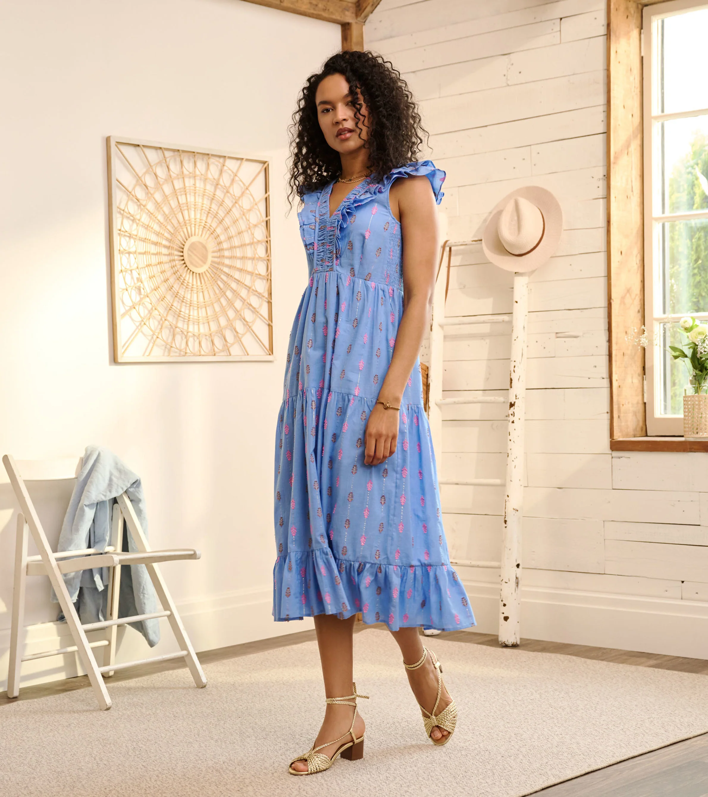 Aria Midi Dress - Rainbow Feather Dobby - Image 2