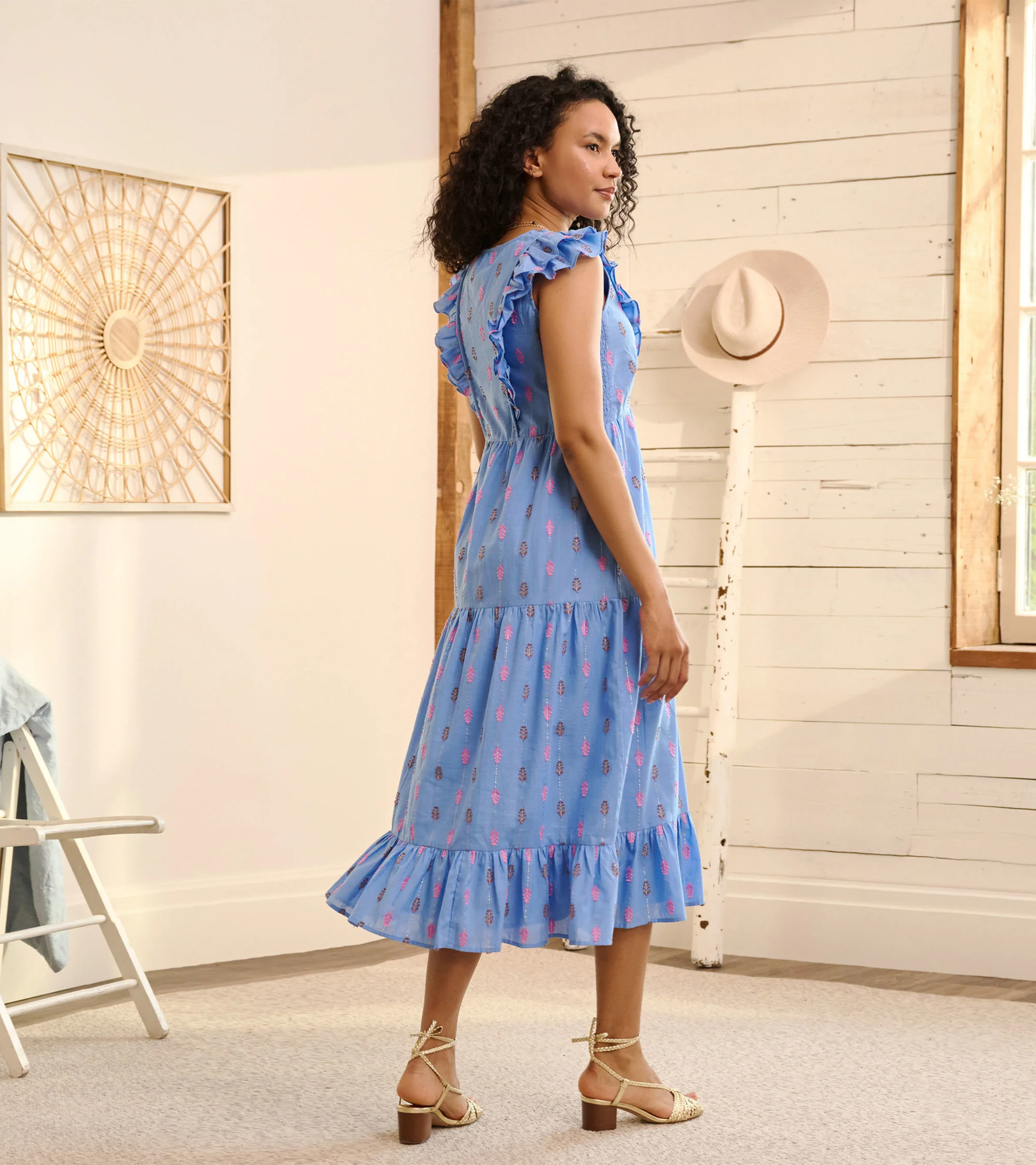 Aria Midi Dress - Rainbow Feather Dobby - Image 3