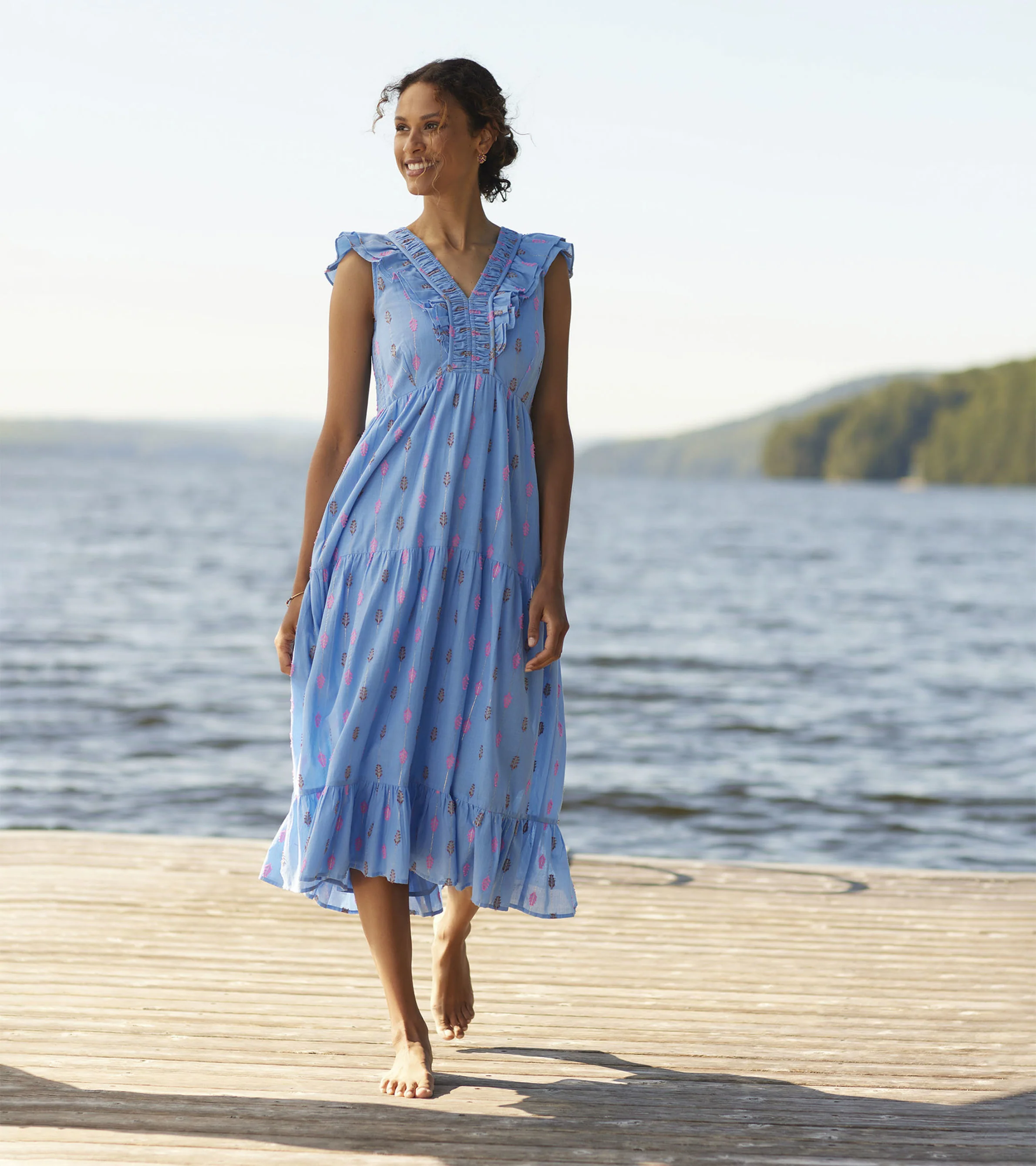 Aria Midi Dress - Rainbow Feather Dobby - Image 4