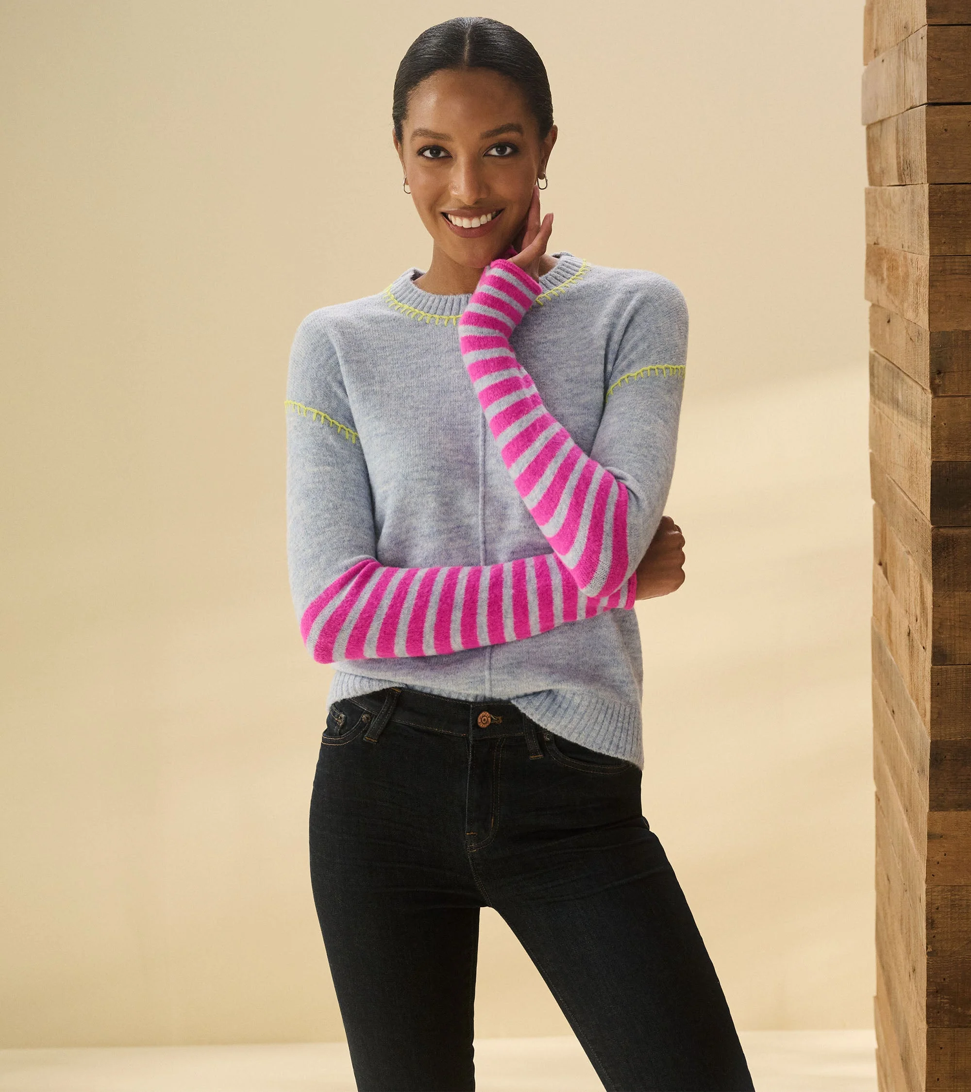Avery Sweater - Hot Pink Stripes - Image 3