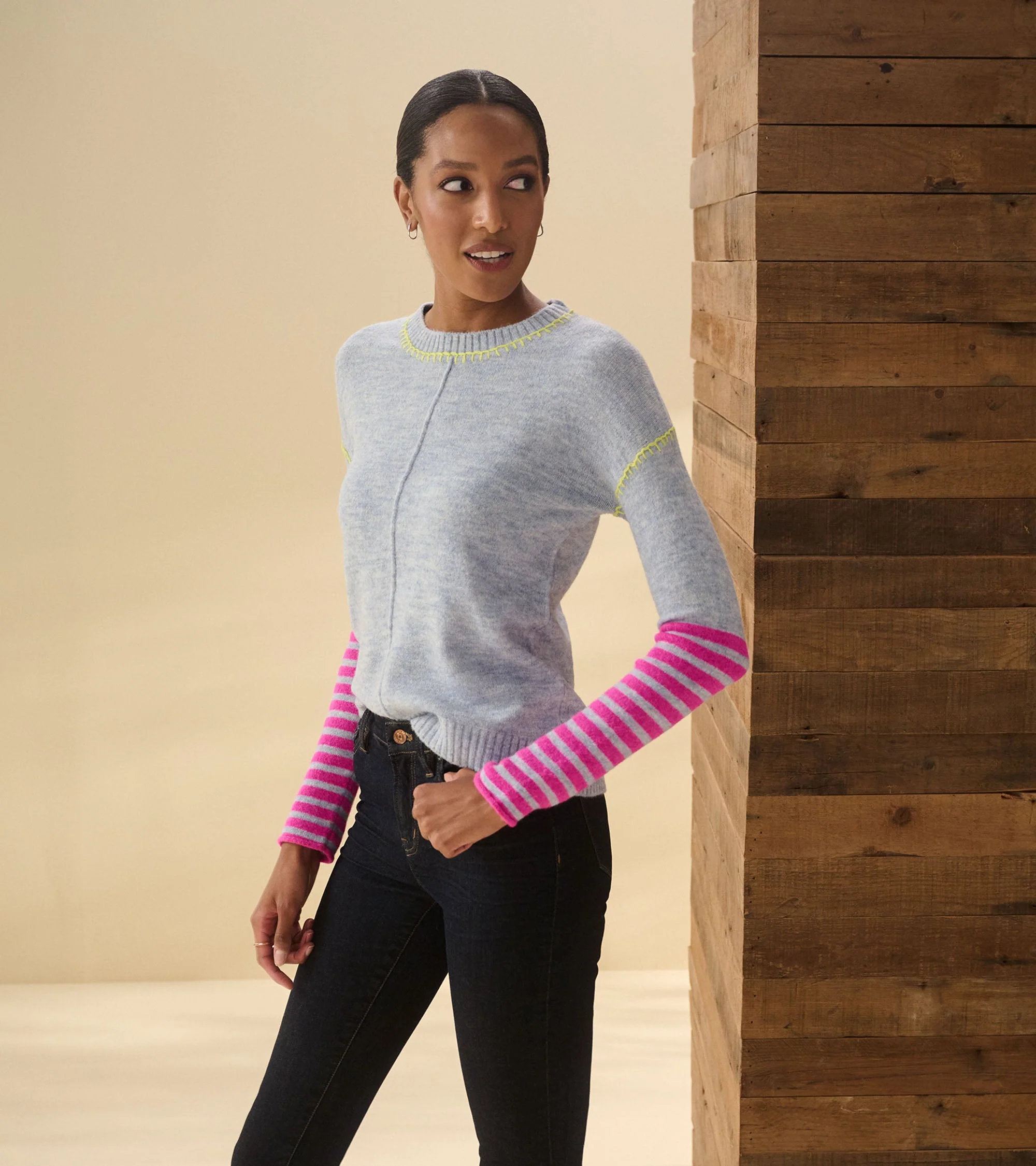Avery Sweater - Hot Pink Stripes - Image 4