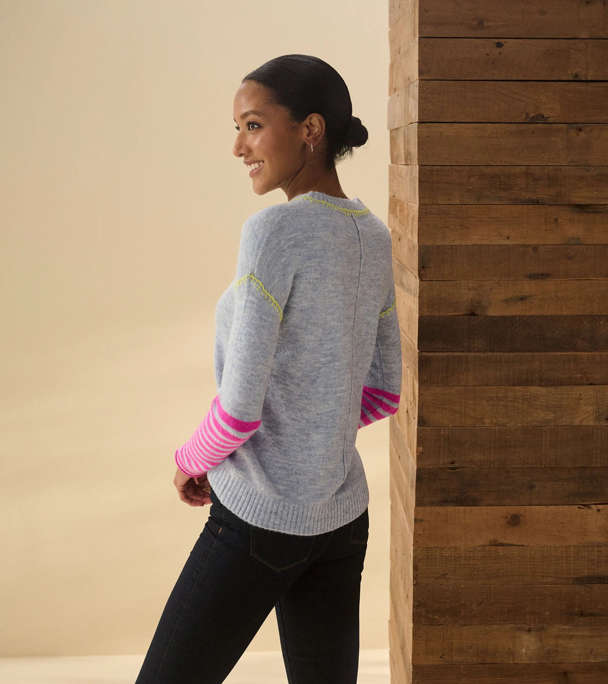 Avery Sweater - Hot Pink Stripes - Image 5