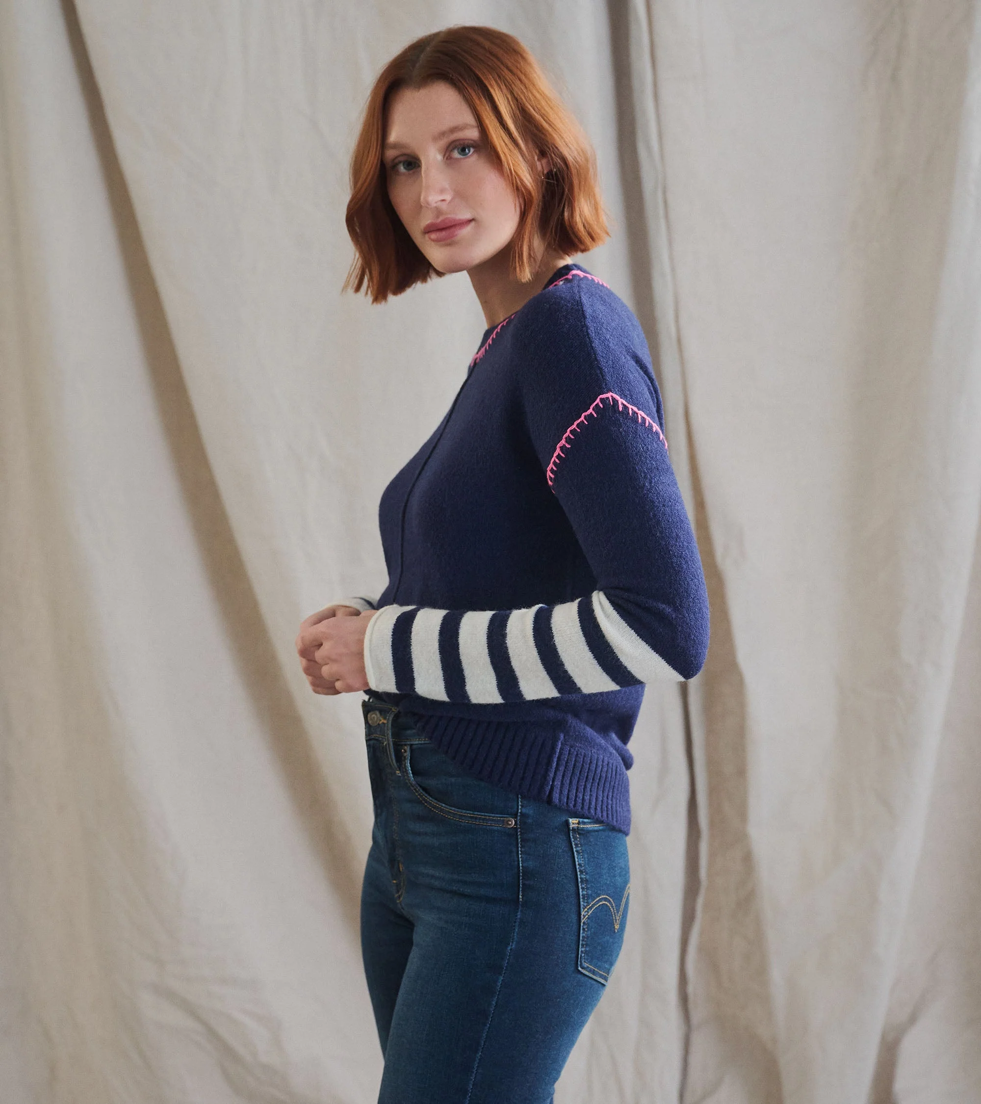 Avery Sweater - Navy Stripes - Image 3