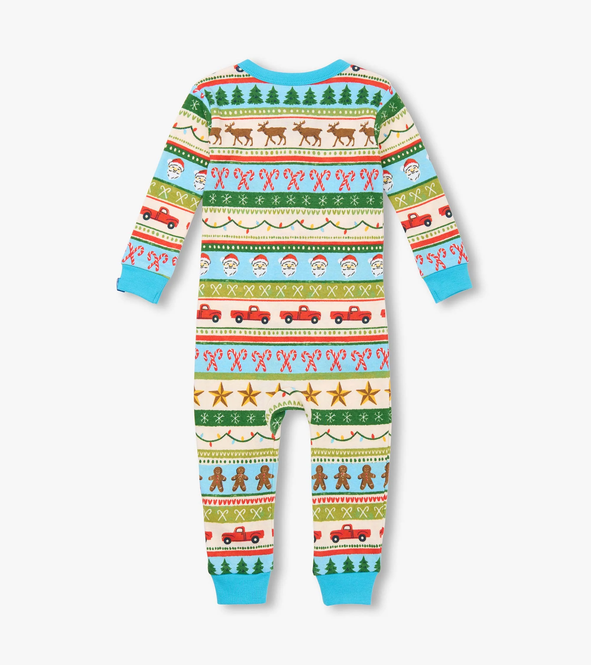 Baby Boys Blue Fun Fair Isle Cotton Sleeper - Image 2