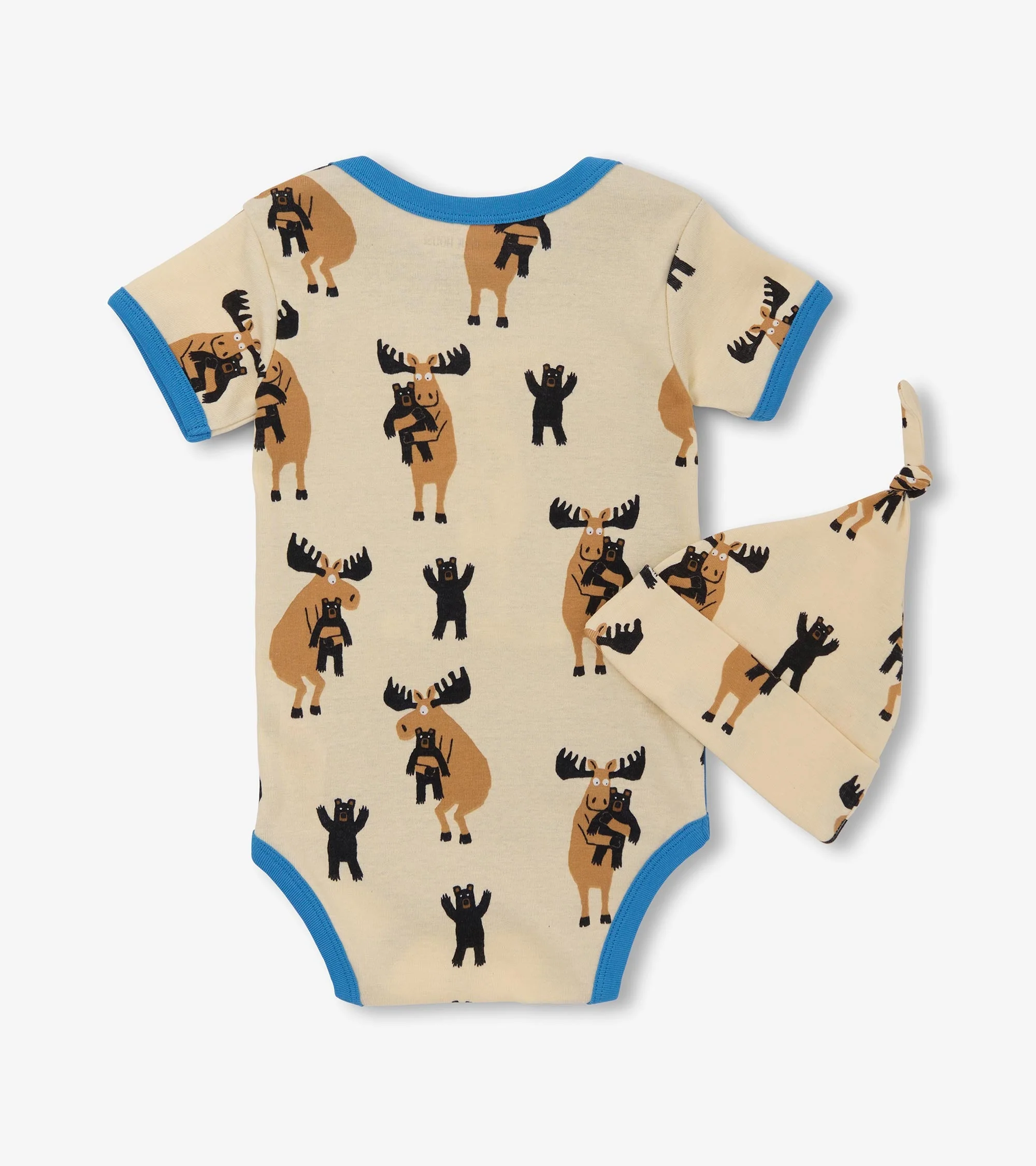 Baby Boys Blue Moose Bear Hug Bodysuit & Hat - Image 2