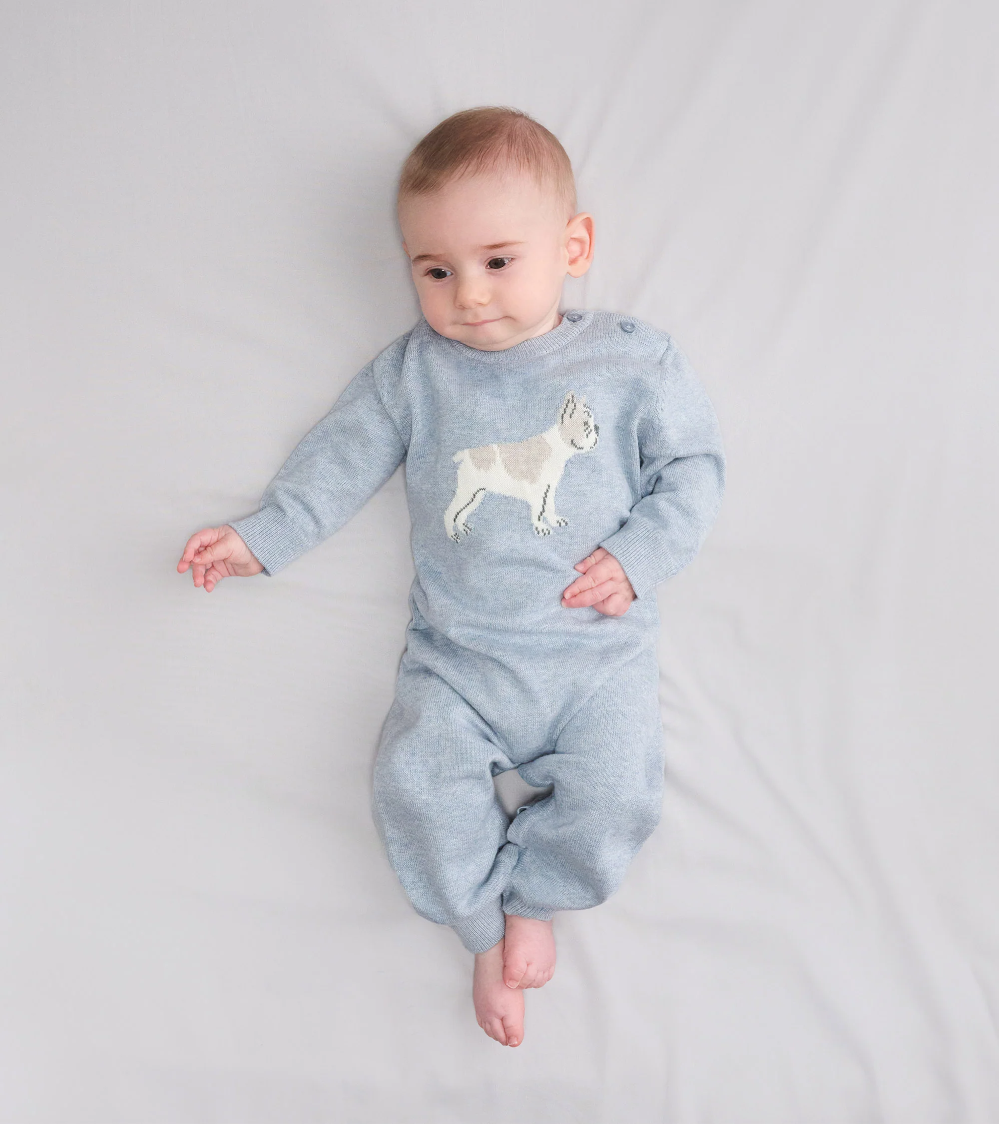 Baby Boys Little Bulldog Sweater Romper - Image 2