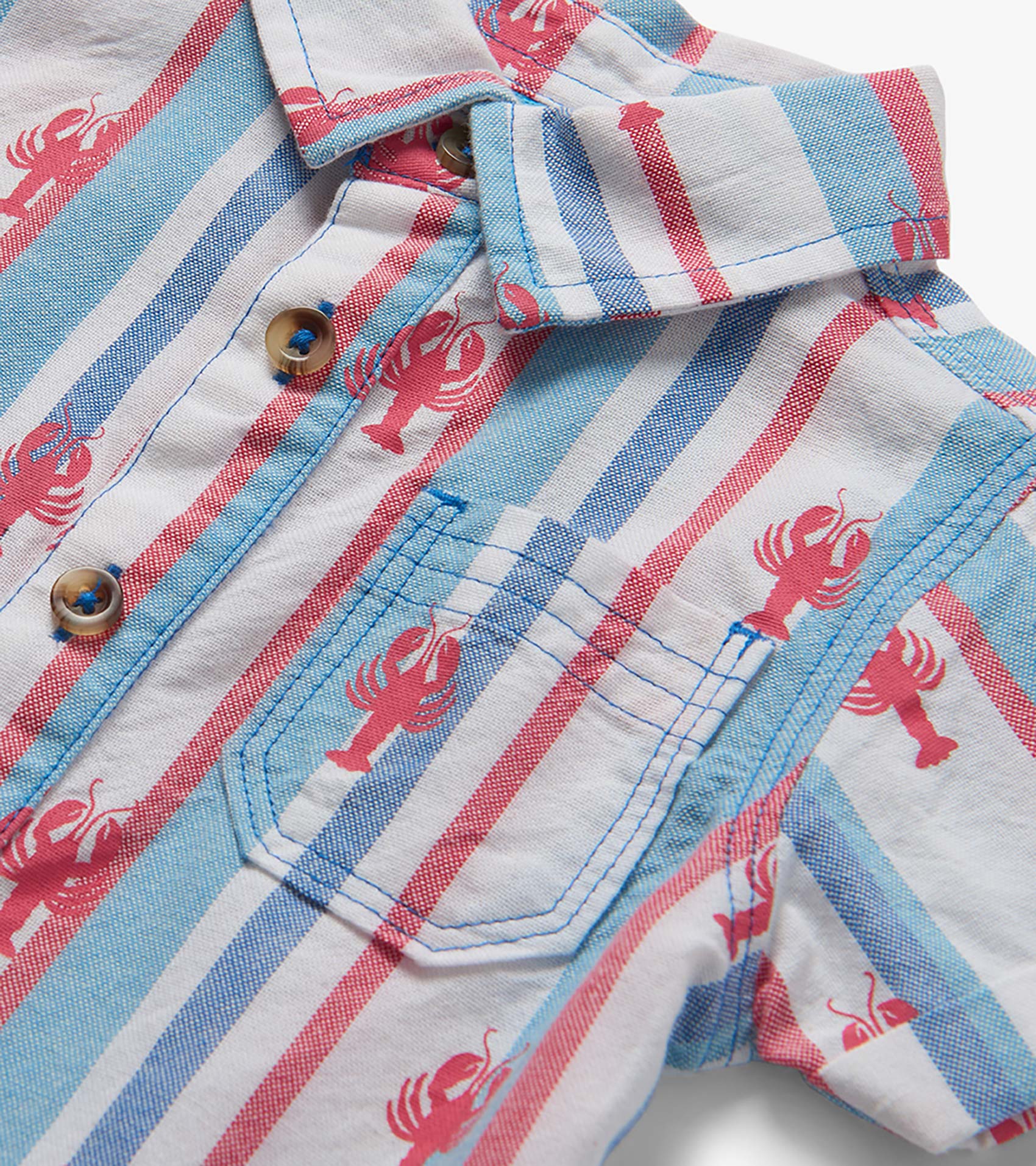 Baby Boys Preppy Lobsters Woven Romper - Image 3