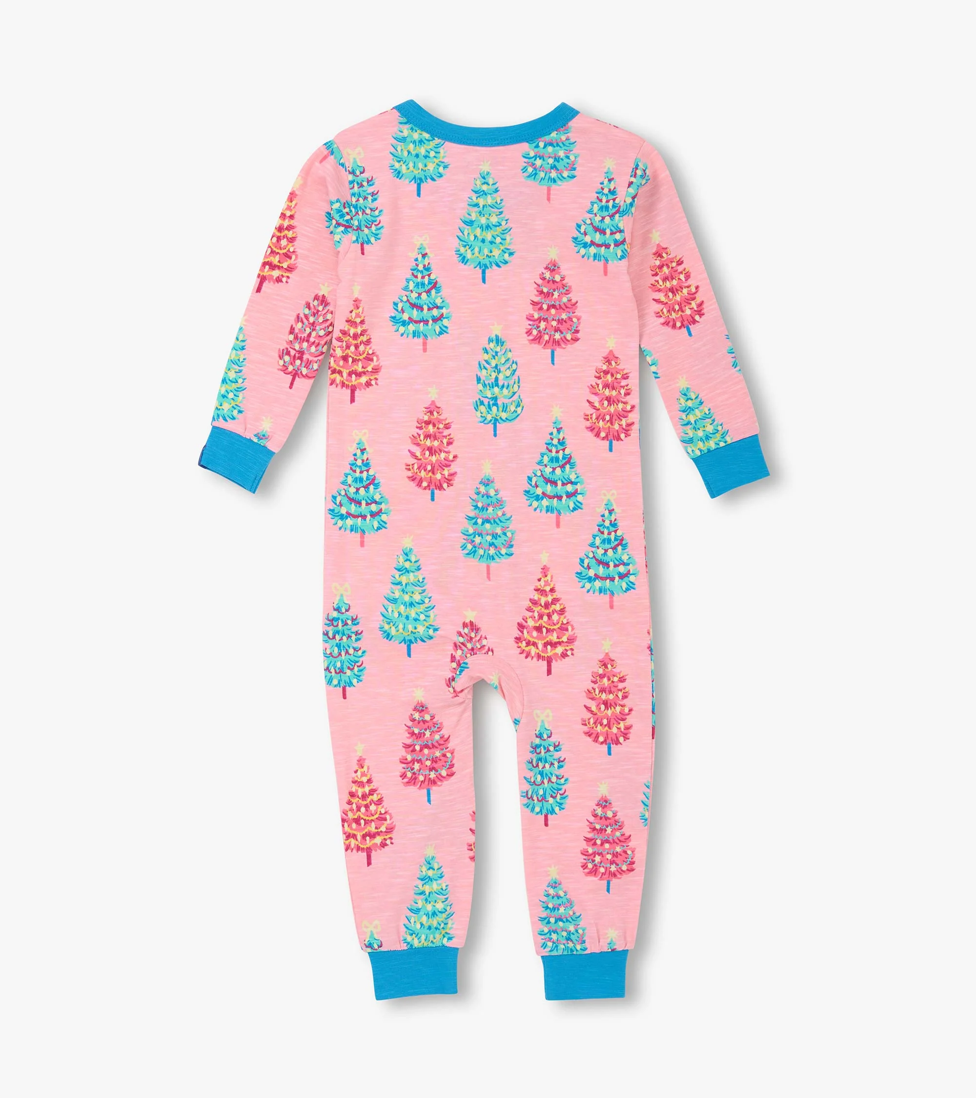 Baby Girls Pink Bottle Brush Trees Glow in the Dark Cotton Sleeper - Image 2
