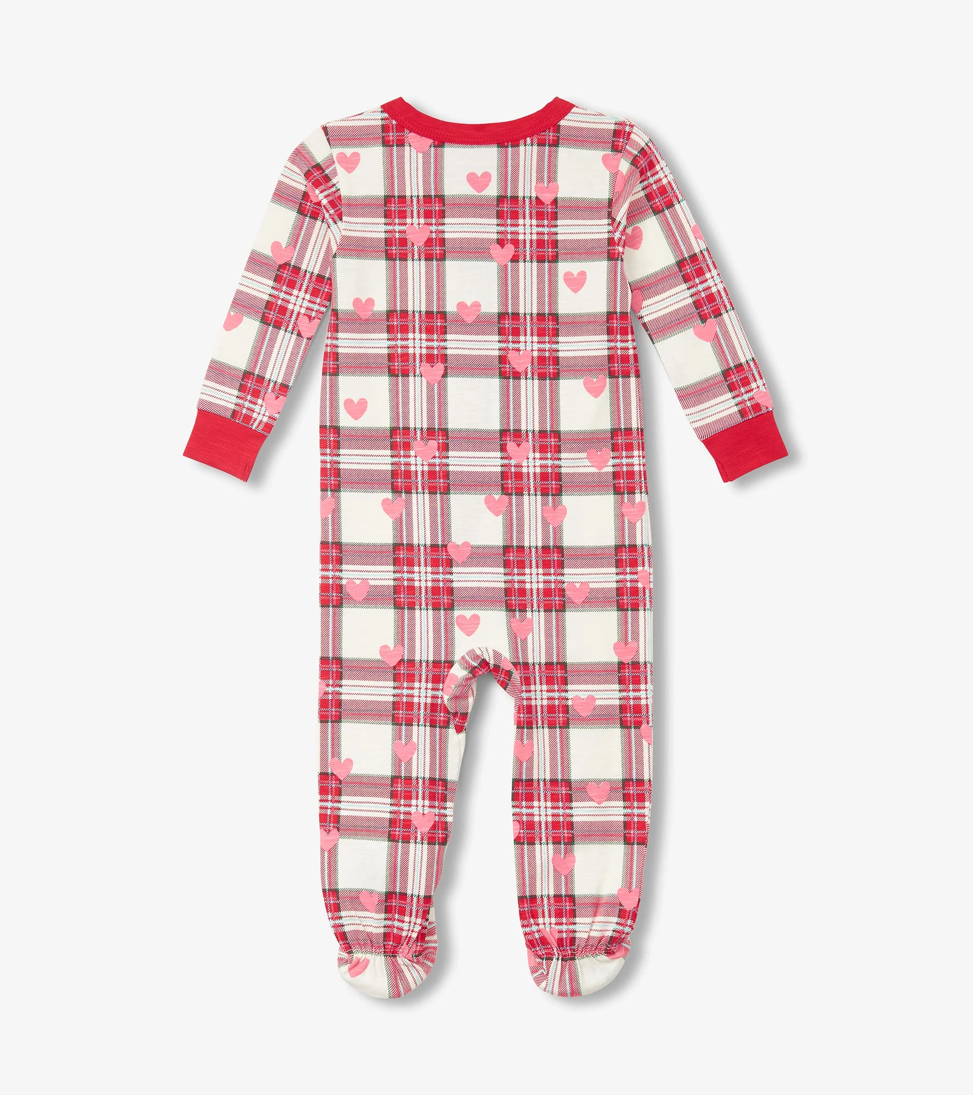 Baby Plaid Hearts Cotton Footed Sleeper - Image 3