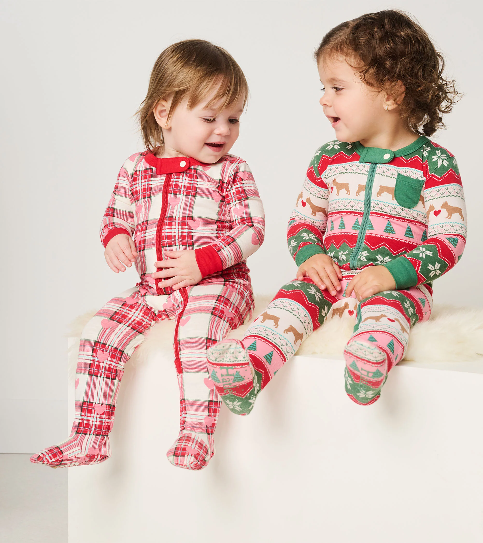 Baby Plaid Hearts Cotton Footed Sleeper - Image 4