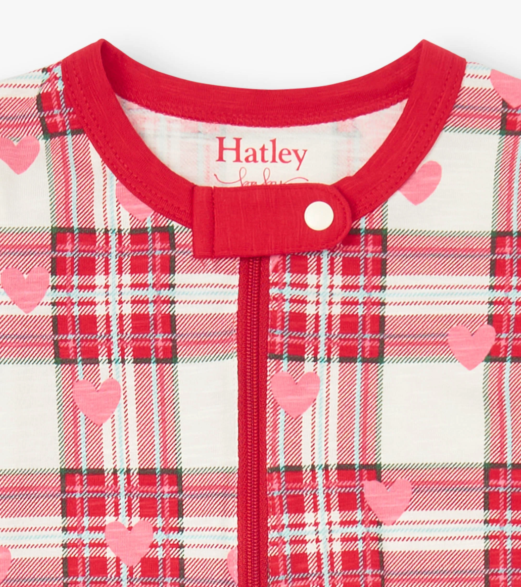 Baby Plaid Hearts Cotton Footed Sleeper - Image 6
