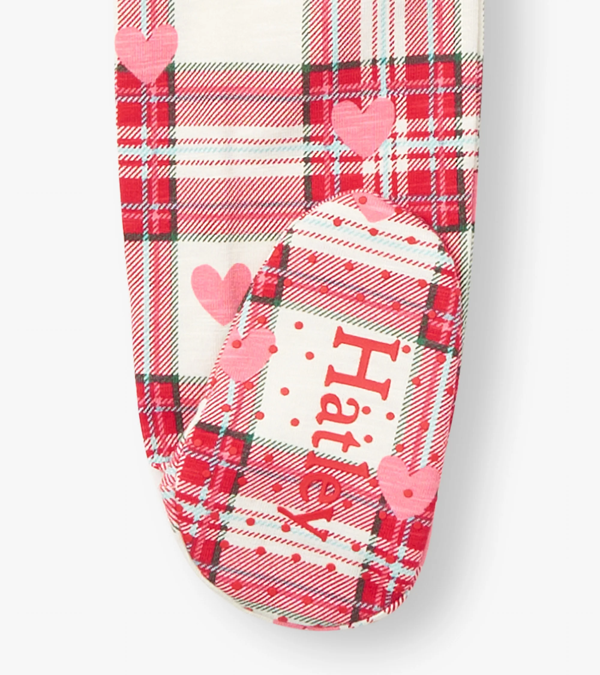 Baby Plaid Hearts Cotton Footed Sleeper - Image 7