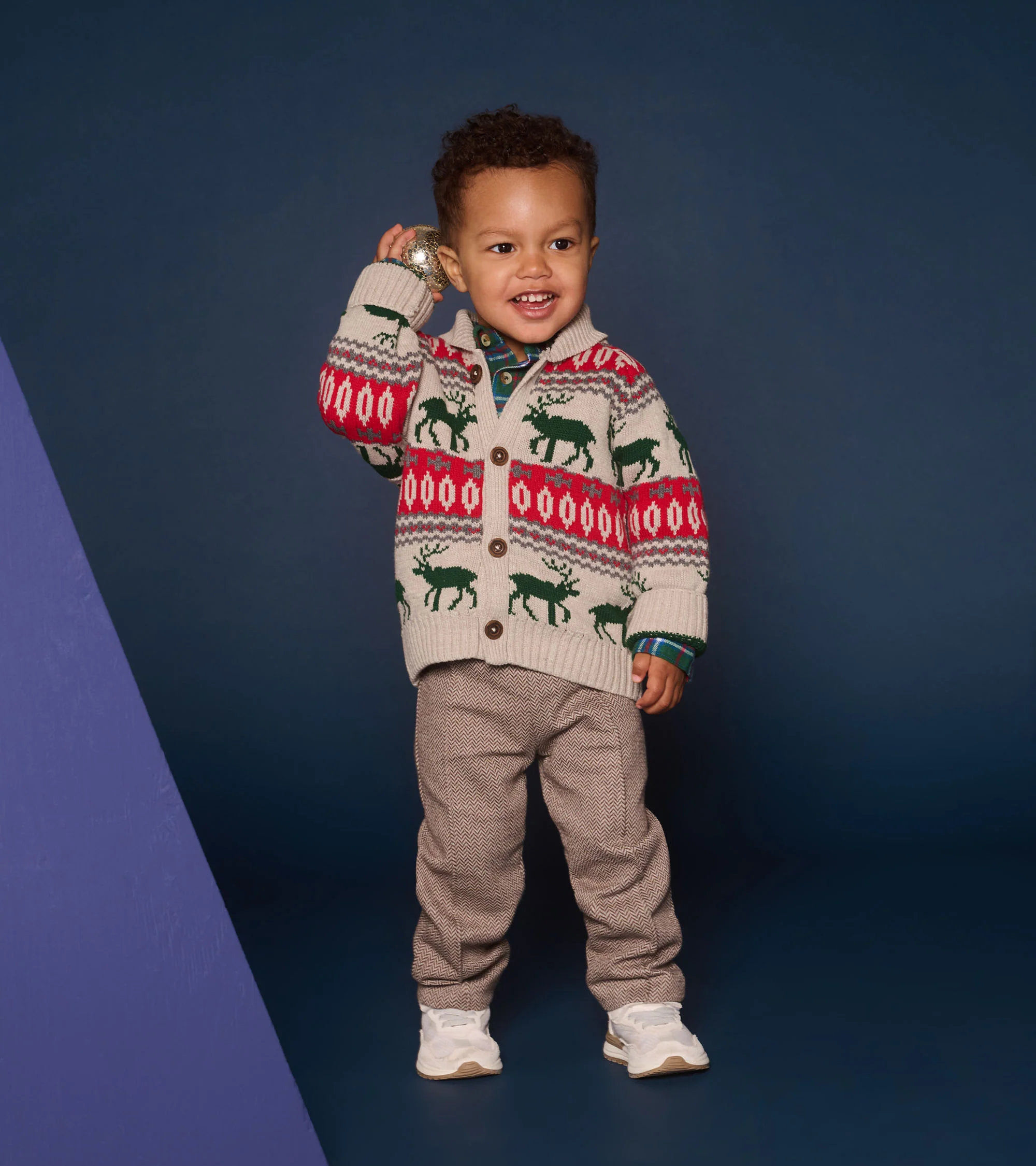 Baby & Toddler Boys Winter Elk Shawl Collar Cardigan - Image 2