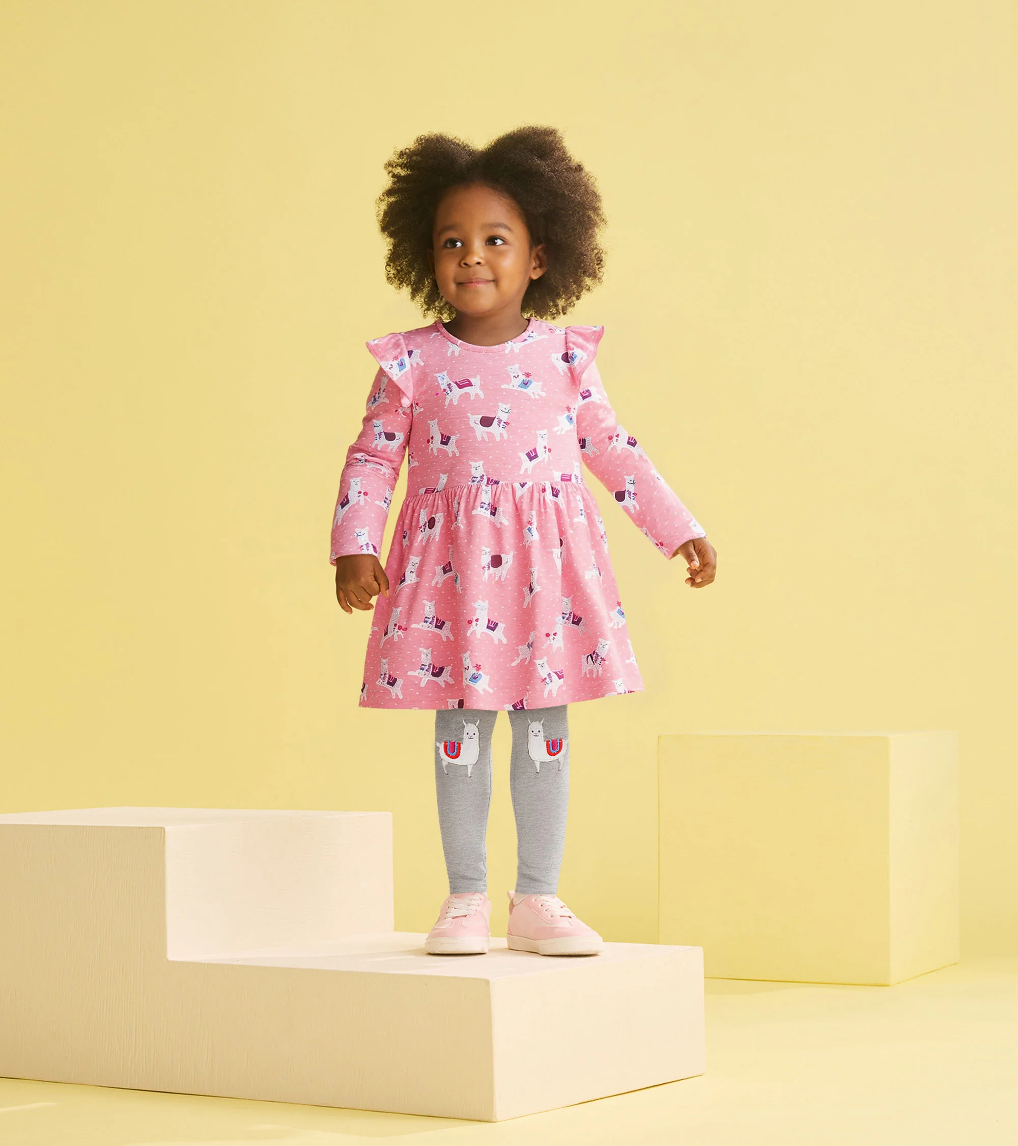 Baby & Toddler Girls Dancing Alpacas Ruffle Sleeve Dress and Legging Set - Image 2