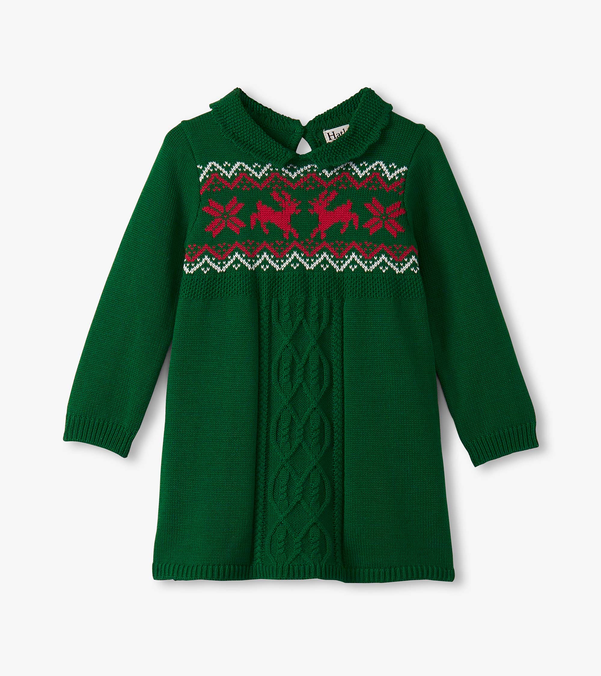 Baby & Toddler Girls Eden Green Cable Knit Sweater Dress