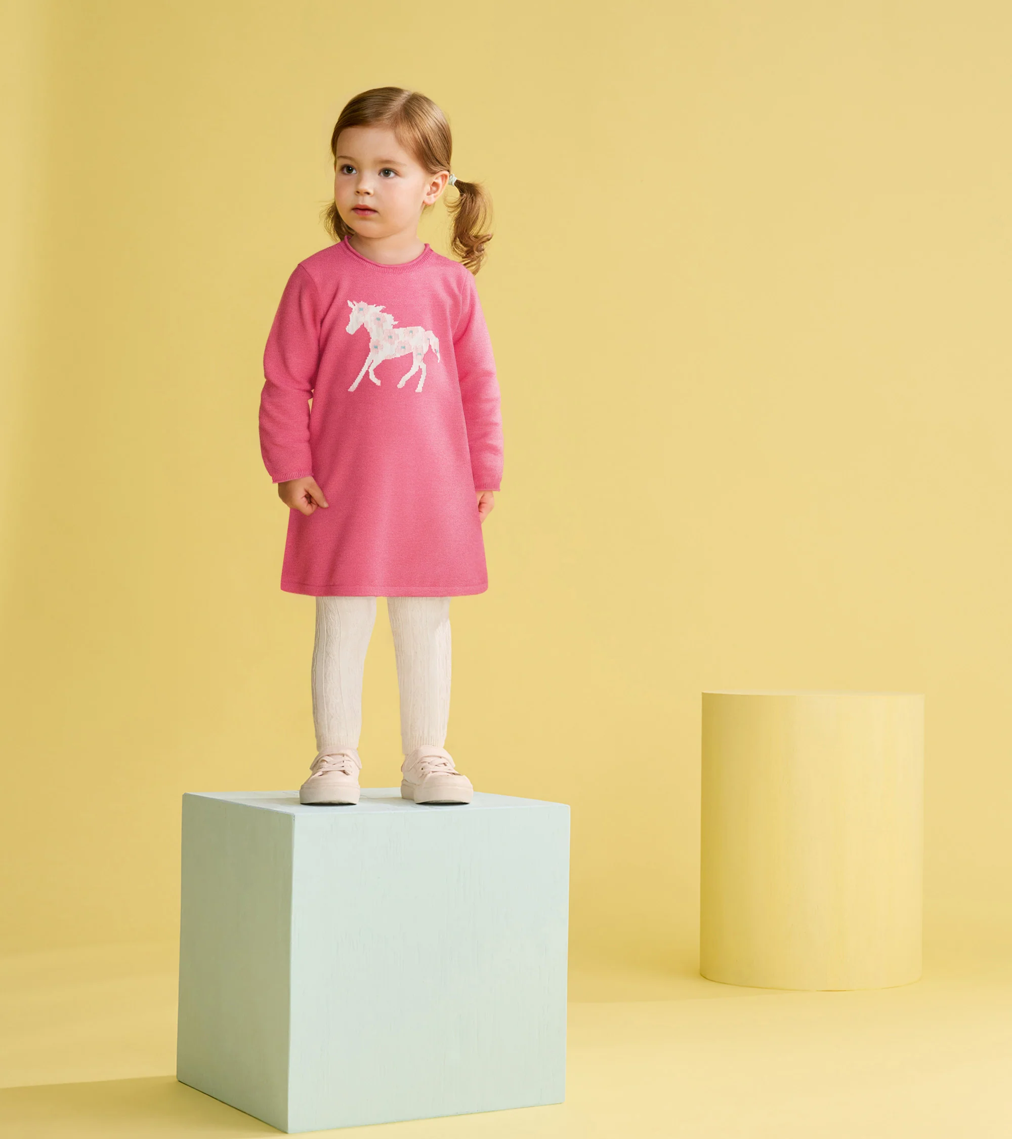 Baby & Toddler Girls Flower Horse Classic Sweater Dress - Image 2
