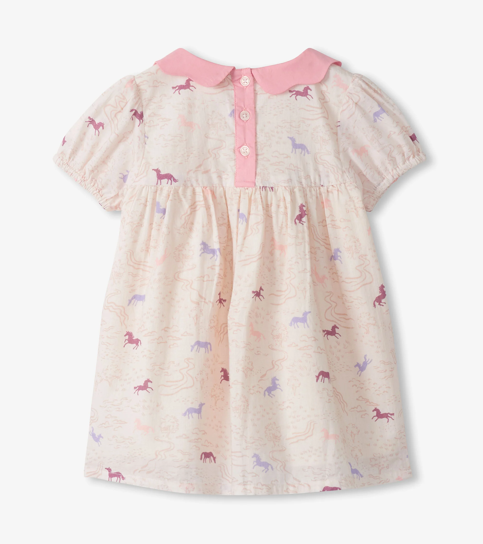 Baby & Toddler Girls Grazing Ponies Woven Collar Dress - Image 2