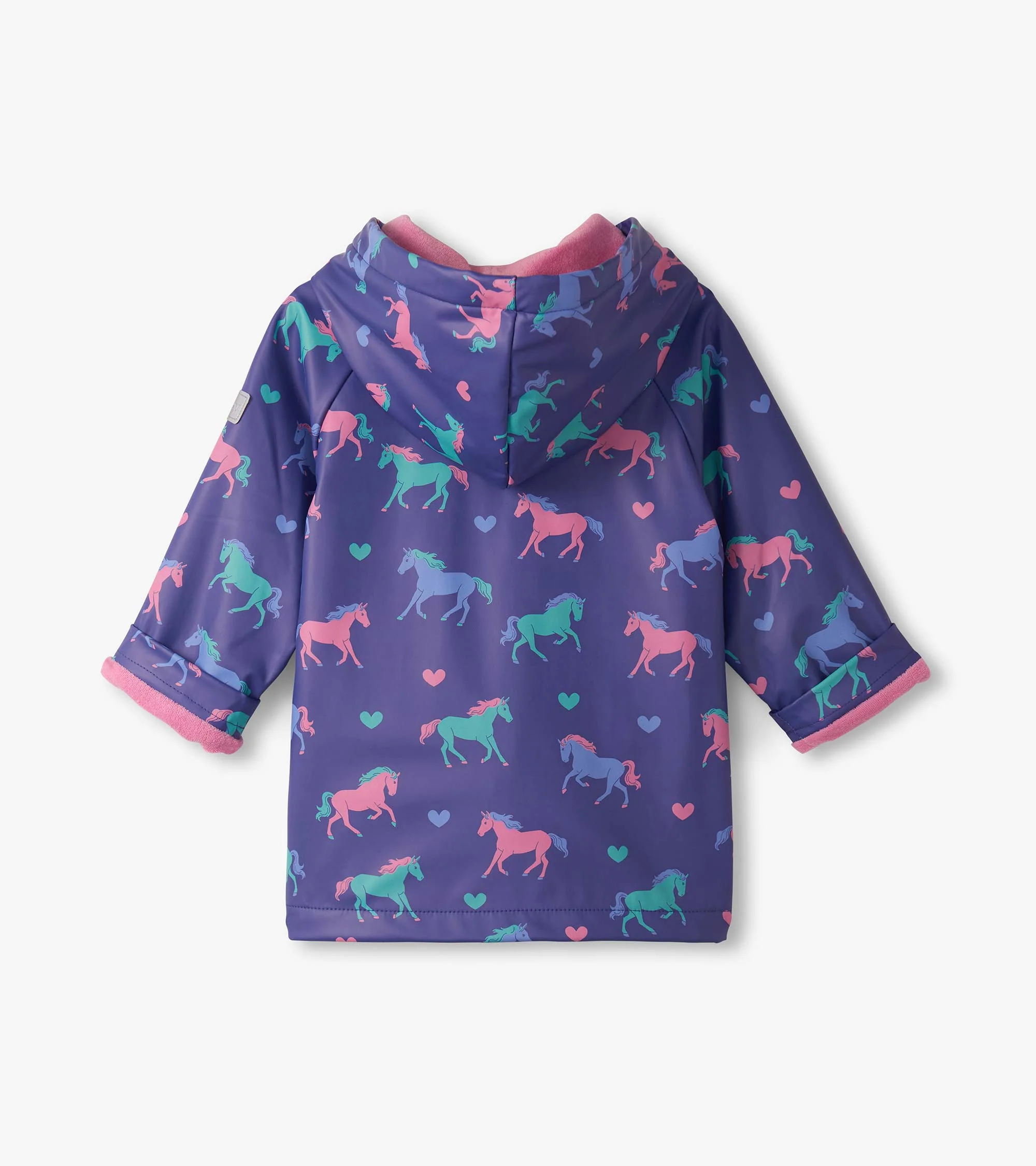 Baby & Toddler Girls Hearts & Horses Button-Up Rain Jacket - Image 4