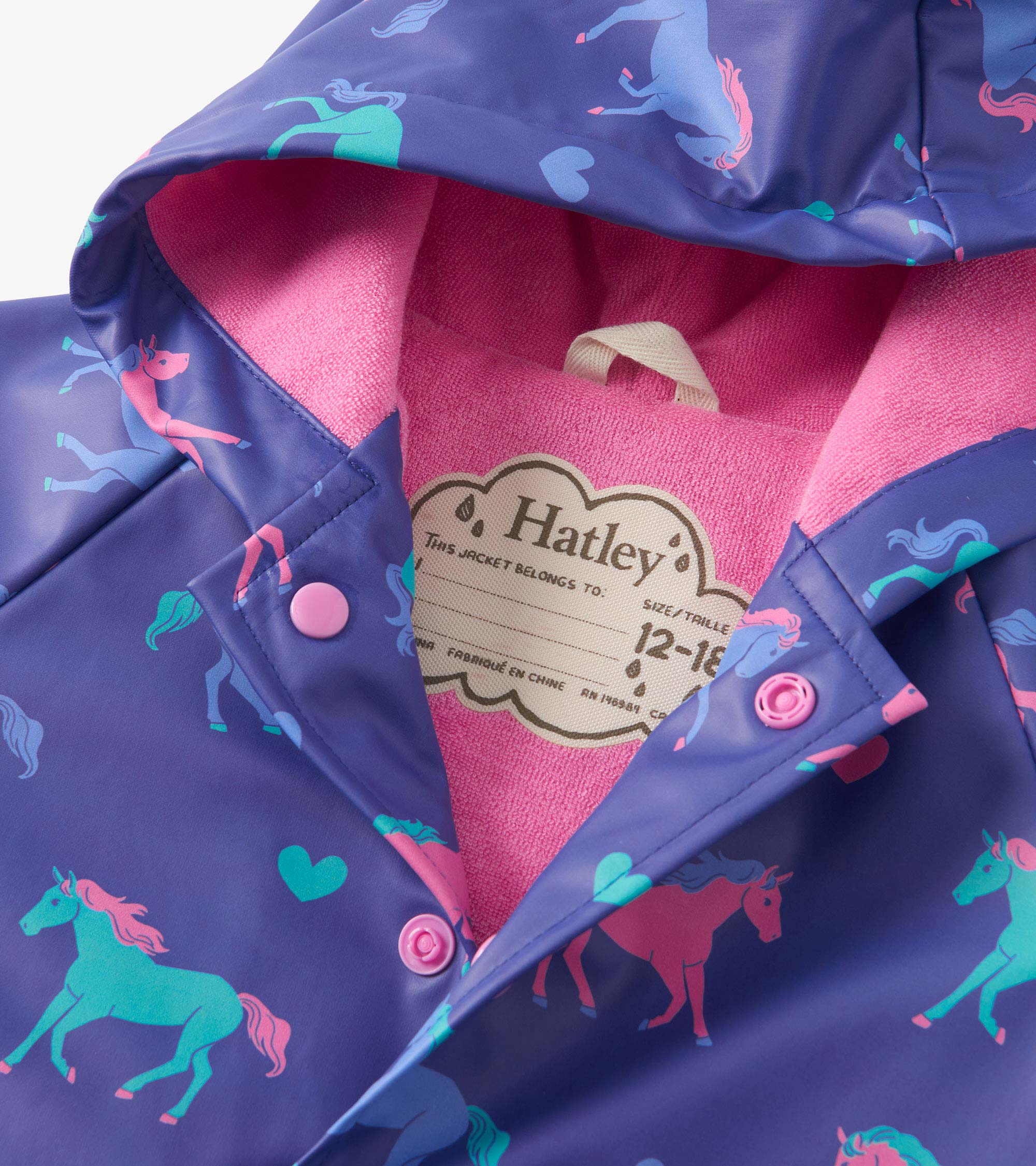Baby & Toddler Girls Hearts & Horses Button-Up Rain Jacket - Image 5