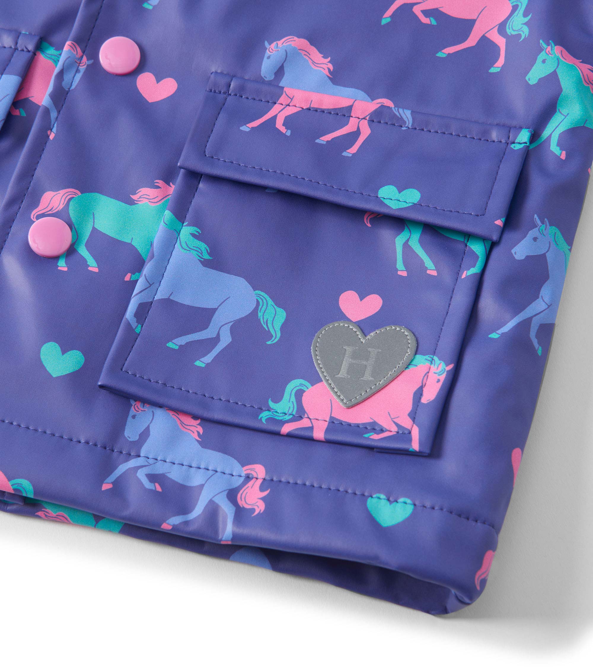 Baby & Toddler Girls Hearts & Horses Button-Up Rain Jacket - Image 8